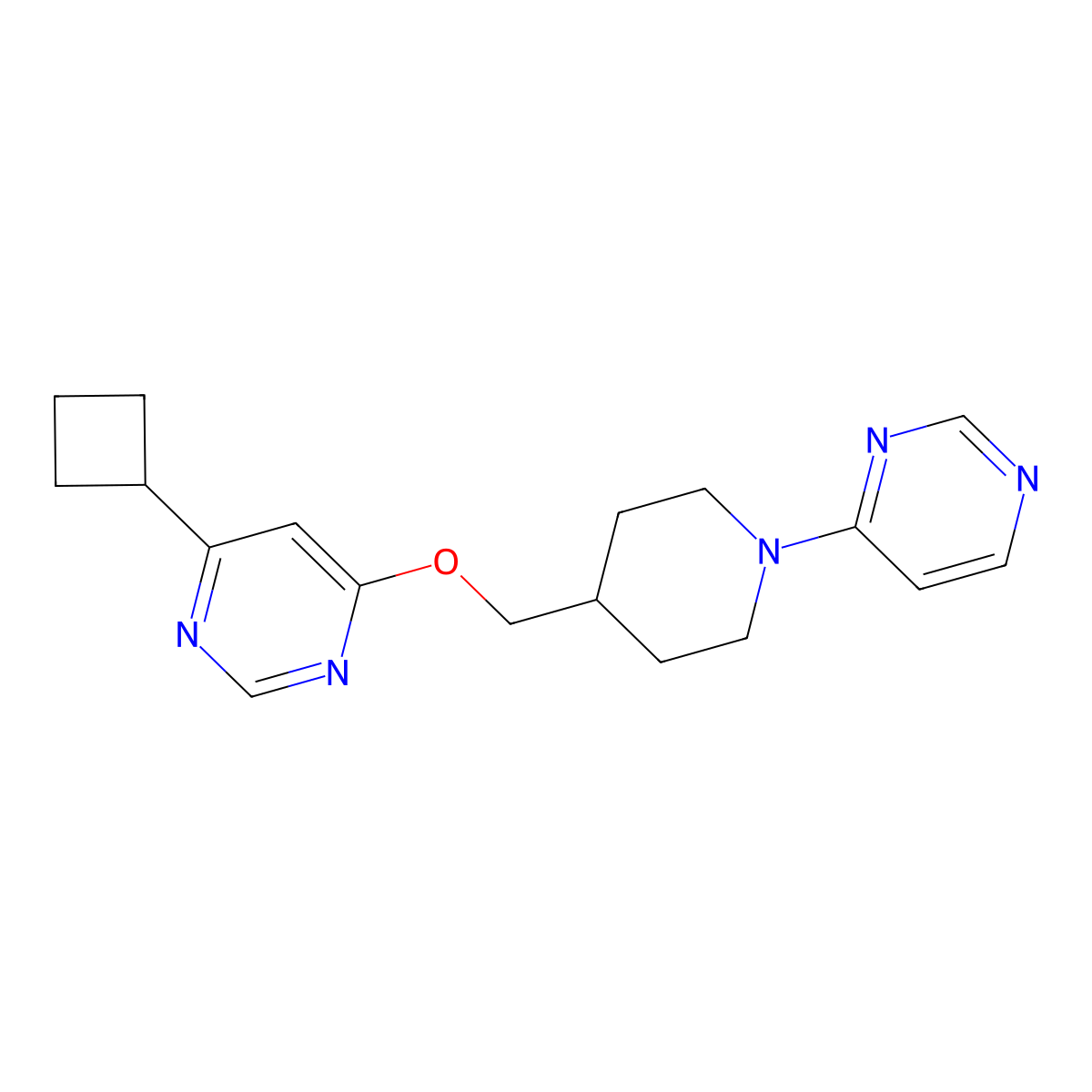 4-Cyclobutyl-6-{[1-(pyrimidin-4-yl)piperidin-4-yl]methoxy}pyrimidine molecular structure, CAS 2379971-83-0
