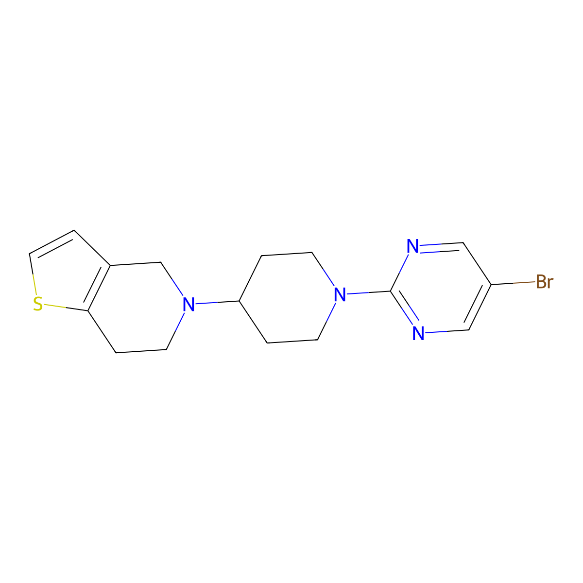 5-bromo-2-(4-{4H,5H,6H,7H-thieno[3,2-c]pyridin-5-yl}piperidin-1-yl)pyrimidine molecular structure, CAS 2379971-93-2