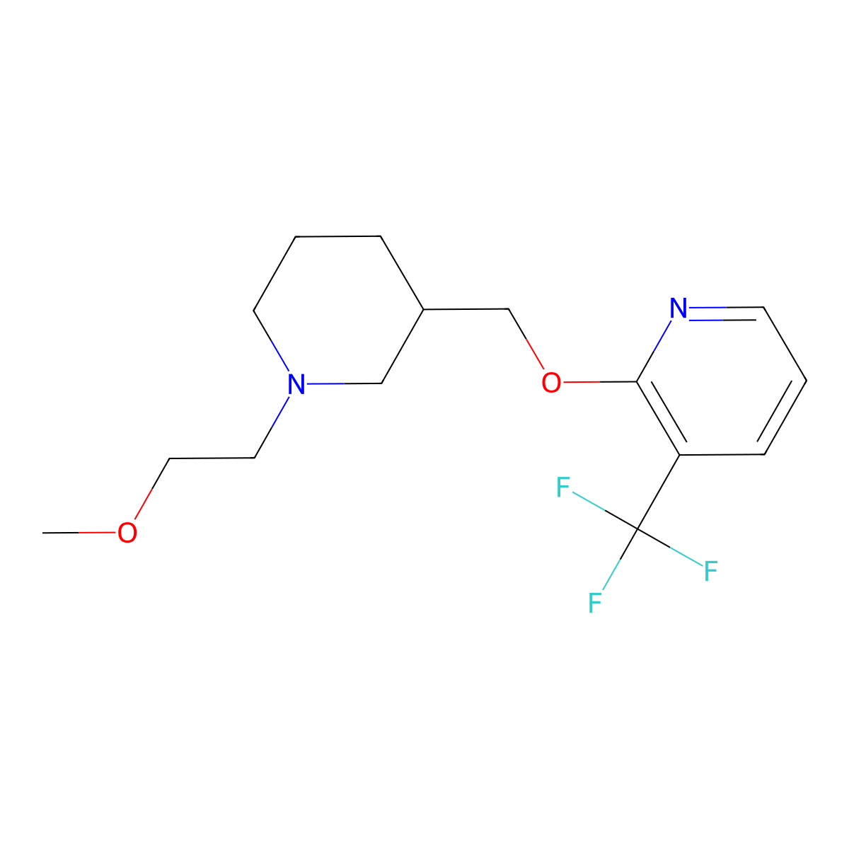2-{[1-(2-Methoxyethyl)piperidin-3-yl]methoxy}-3-(trifluoromethyl)pyridine molecular structure, CAS 2379971-95-4
