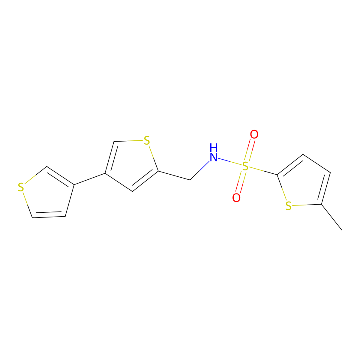 N-({[3,3'-bithiophene]-5-yl}methyl)-5-methylthiophene-2-sulfonamide molecular structure, CAS 2379971-96-5