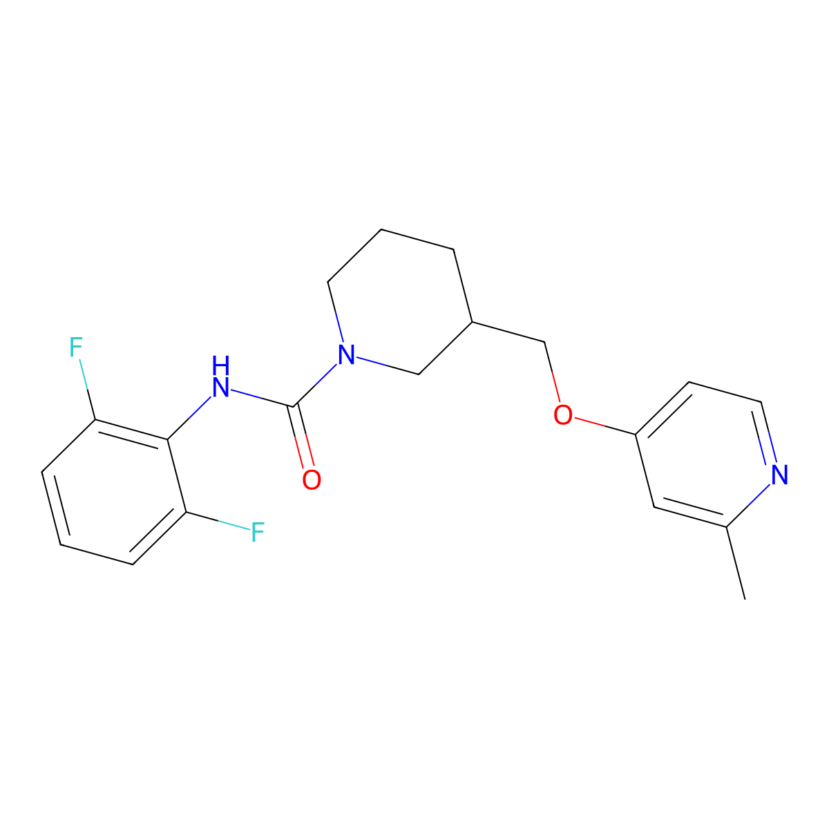 N-(2,6-difluorophenyl)-3-{[(2-methylpyridin-4-yl)oxy]methyl}piperidine-1-carboxamide molecular structure, CAS 2379971-97-6