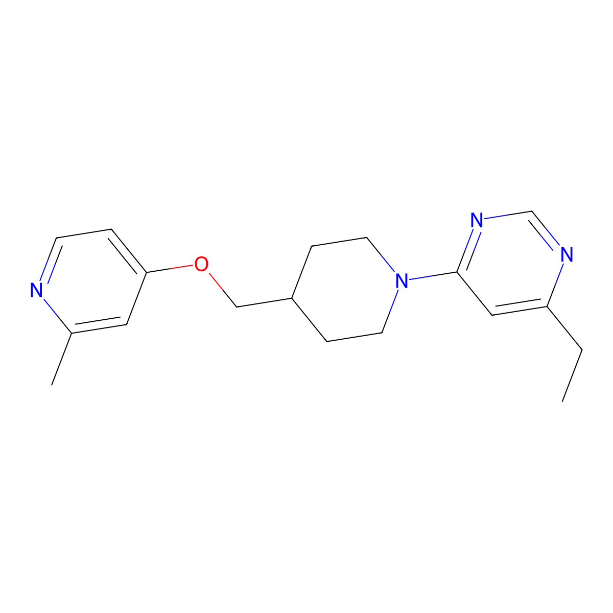 4-Ethyl-6-(4-{[(2-methylpyridin-4-yl)oxy]methyl}piperidin-1-yl)pyrimidine molecular structure, CAS 2379971-99-8