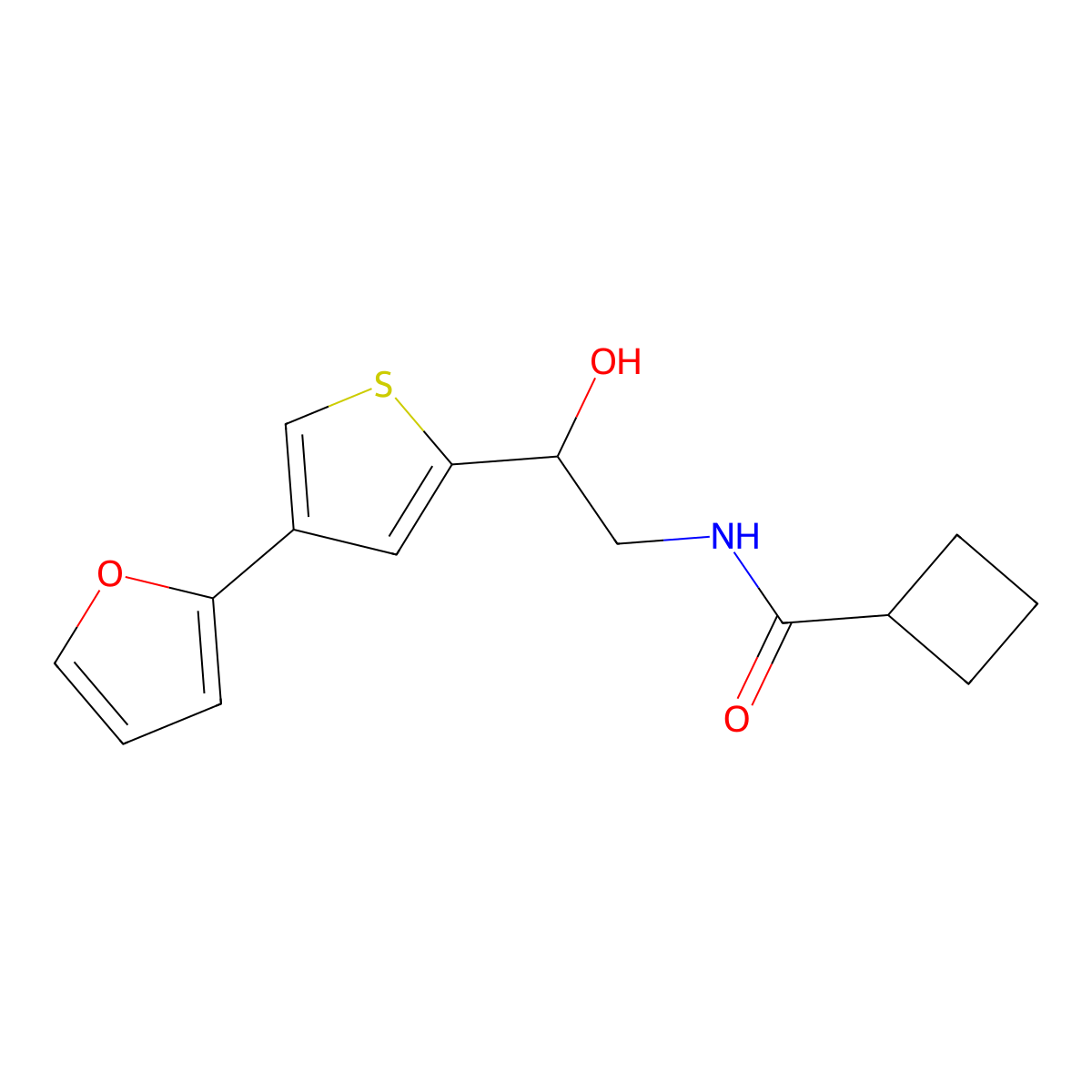 N-{2-[4-(furan-2-yl)thiophen-2-yl]-2-hydroxyethyl}cyclobutanecarboxamide molecular structure, CAS 2379972-03-7