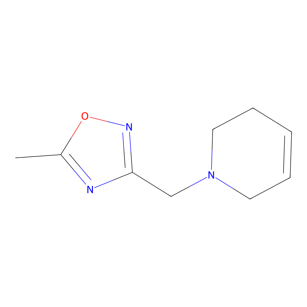 1-[(5-Methyl-1,2,4-oxadiazol-3-yl)methyl]-1,2,3,6-tetrahydropyridine molecular structure, CAS 2379972-05-9