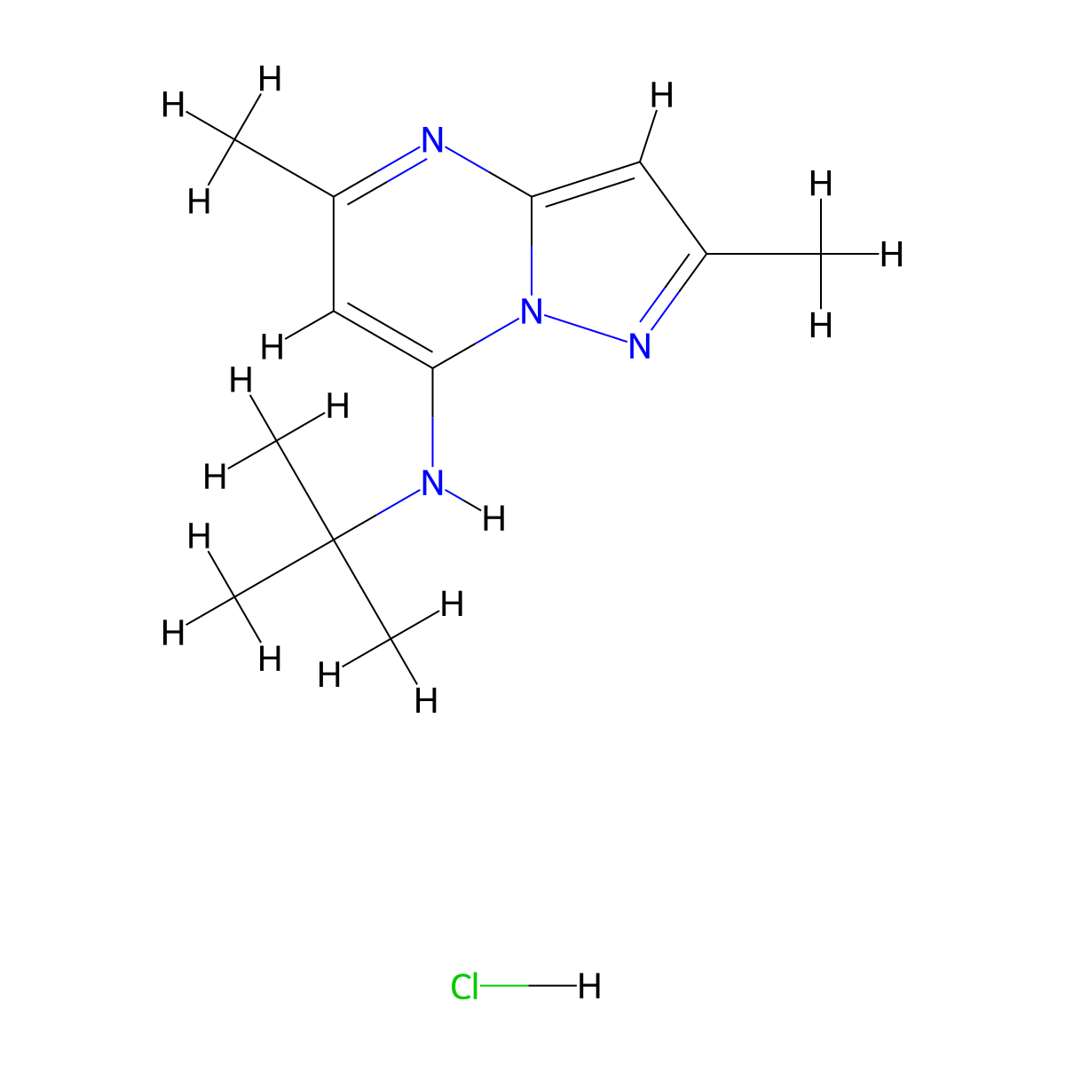 N-tert-butyl-2,5-dimethylpyrazolo[1,5-a]pyrimidin-7-amine hydrochloride molecular structure, CAS 2379972-11-7