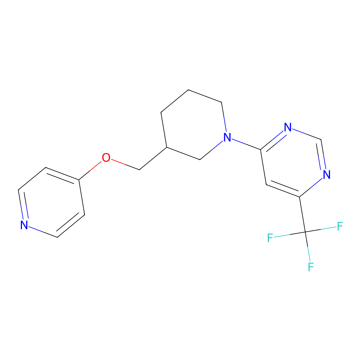 4-{3-[(Pyridin-4-yloxy)methyl]piperidin-1-yl}-6-(trifluoromethyl)pyrimidine molecular structure, CAS 2379972-15-1