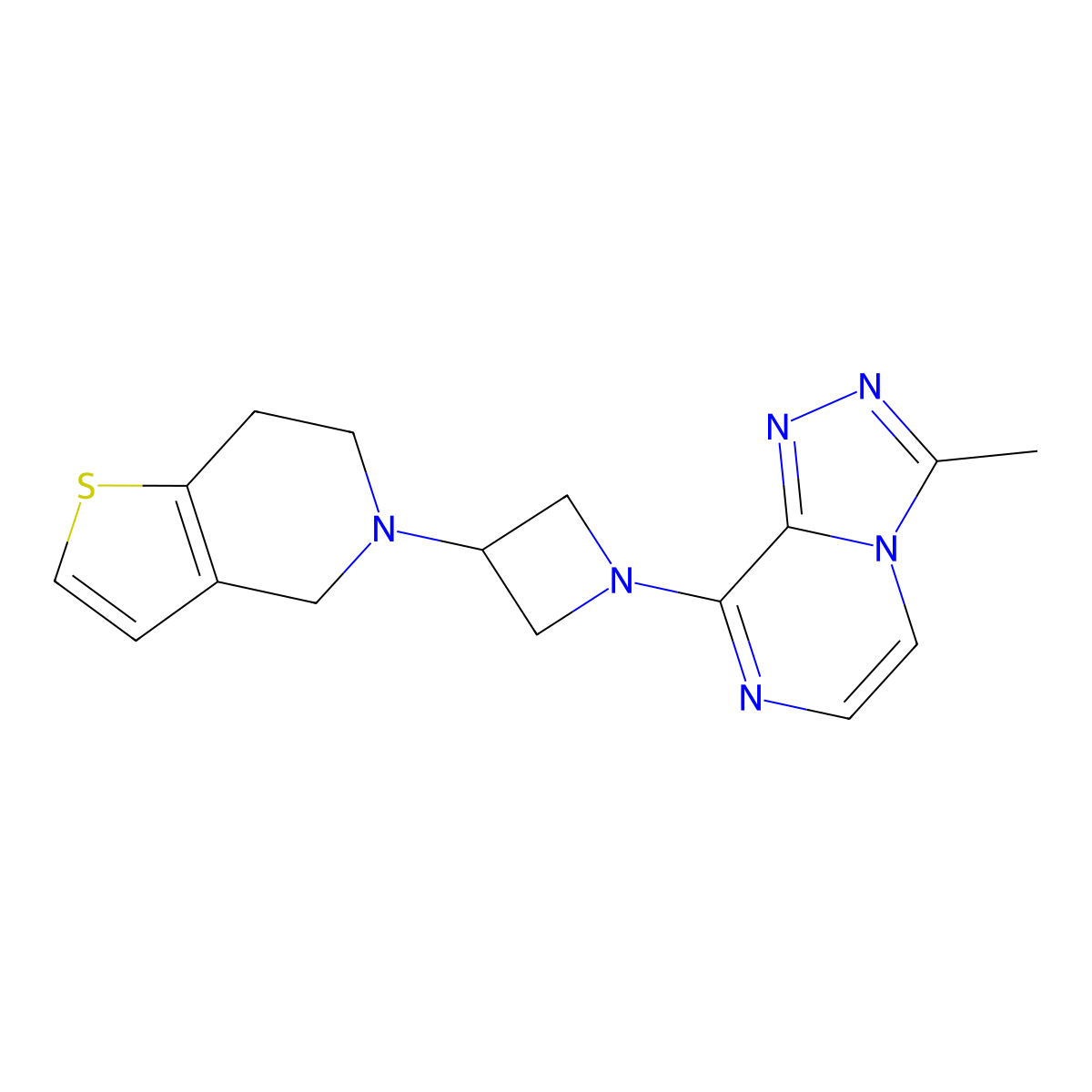 1-{3-methyl-[1,2,4]triazolo[4,3-a]pyrazin-8-yl}-3-{4H,5H,6H,7H-thieno[3,2-c]pyridin-5-yl}azetidine molecular structure, CAS 2379972-23-1