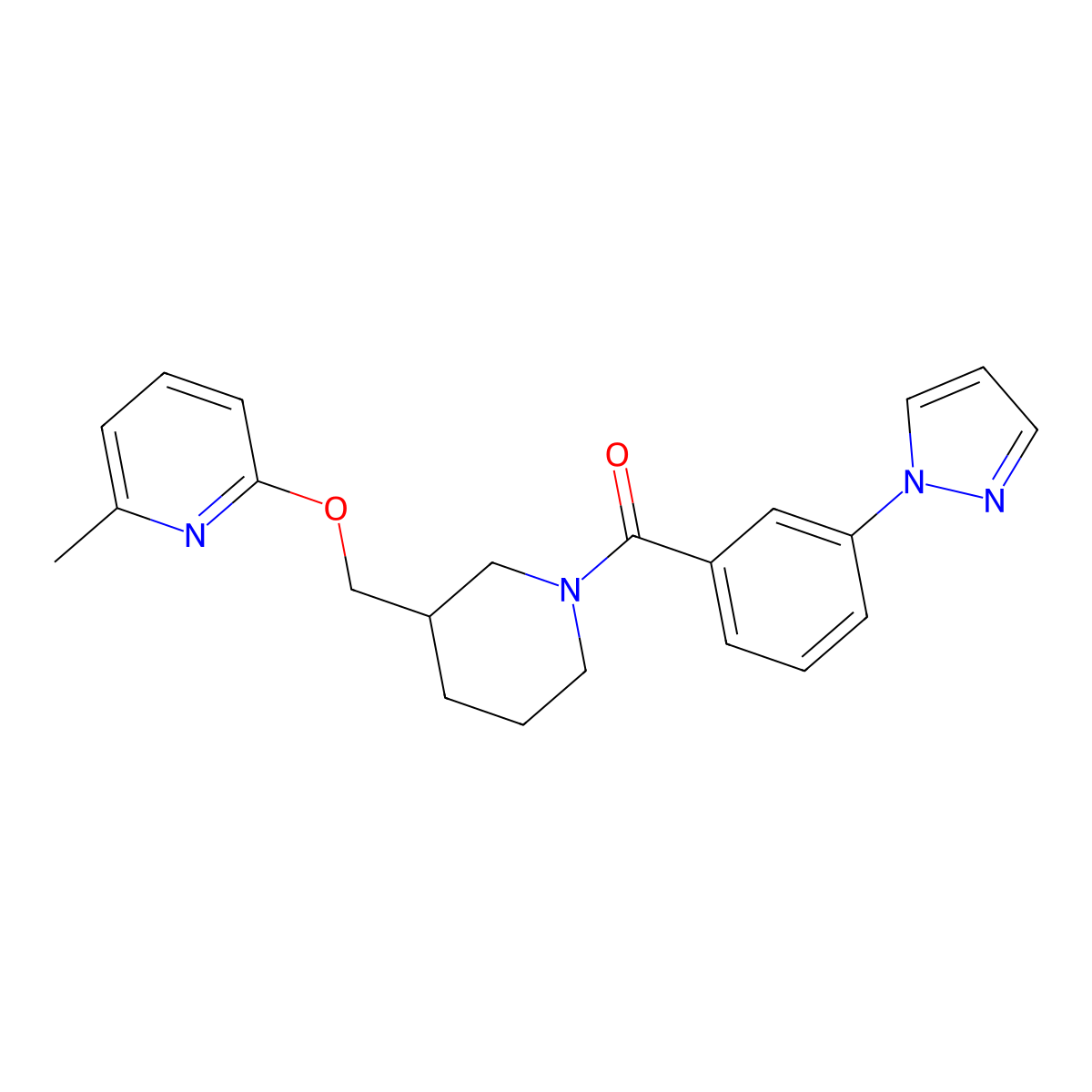 2-methyl-6-({1-[3-(1H-pyrazol-1-yl)benzoyl]piperidin-3-yl}methoxy)pyridine molecular structure, CAS 2379972-26-4
