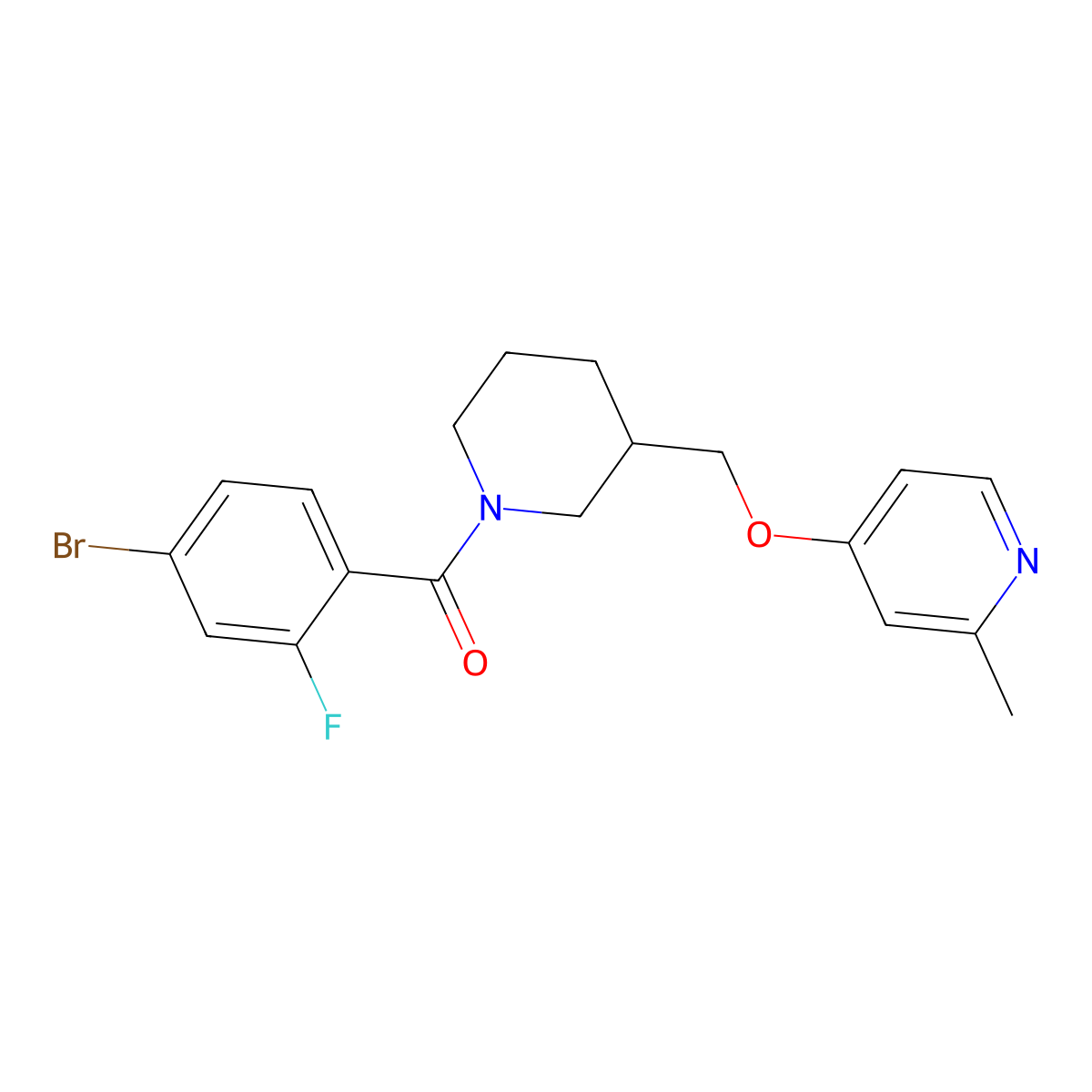 4-{[1-(4-Bromo-2-fluorobenzoyl)piperidin-3-yl]methoxy}-2-methylpyridine molecular structure, CAS 2379972-27-5