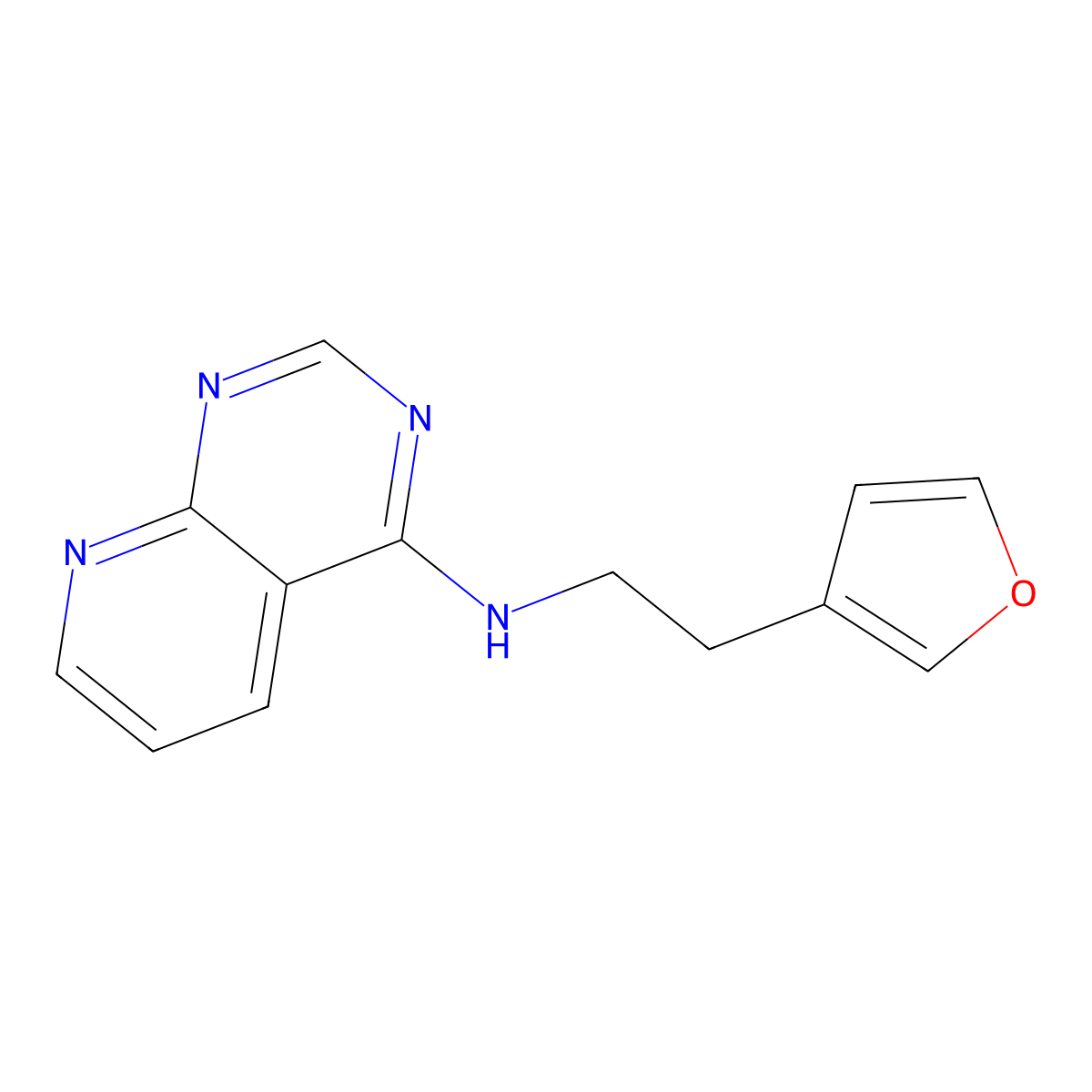 N-[2-(Furan-3-yl)ethyl]pyrido[2,3-d]pyrimidin-4-amine molecular structure, CAS 2379972-28-6