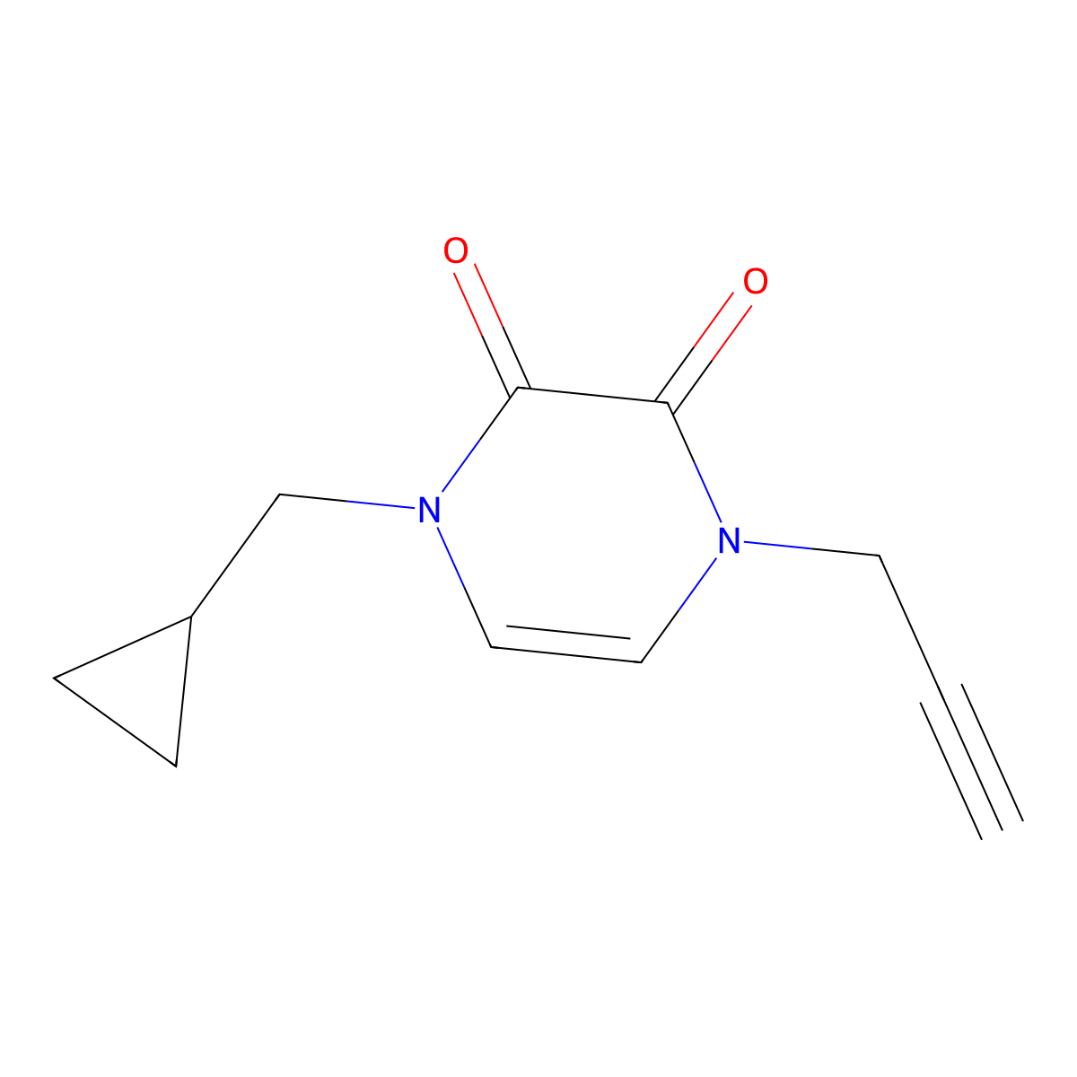 1-(Cyclopropylmethyl)-4-prop-2-ynylpyrazine-2,3-dione molecular structure, CAS 2379972-31-1