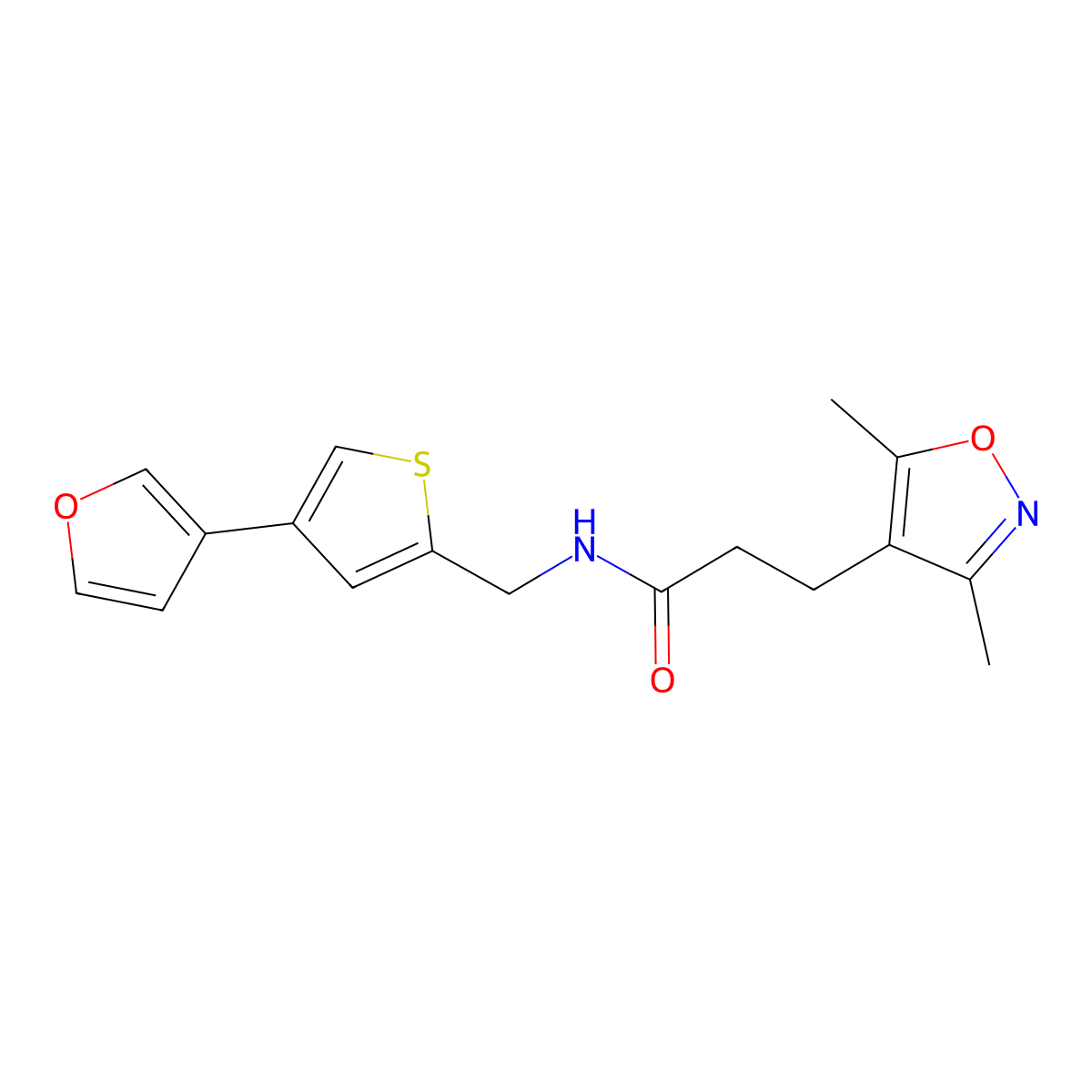 3-(3,5-dimethyl-1,2-oxazol-4-yl)-N-{[4-(furan-3-yl)thiophen-2-yl]methyl}propanamide molecular structure, CAS 2379972-36-6