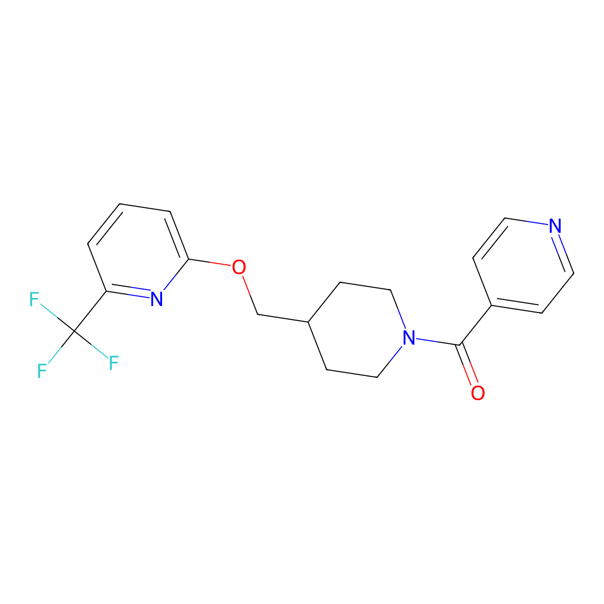 2-{[1-(Pyridine-4-carbonyl)piperidin-4-yl]methoxy}-6-(trifluoromethyl)pyridine molecular structure, CAS 2379972-37-7
