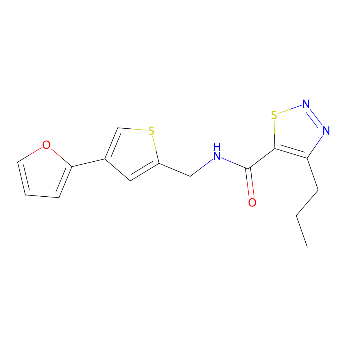 N-{[4-(furan-2-yl)thiophen-2-yl]methyl}-4-propyl-1,2,3-thiadiazole-5-carboxamide molecular structure, CAS 2379972-39-9