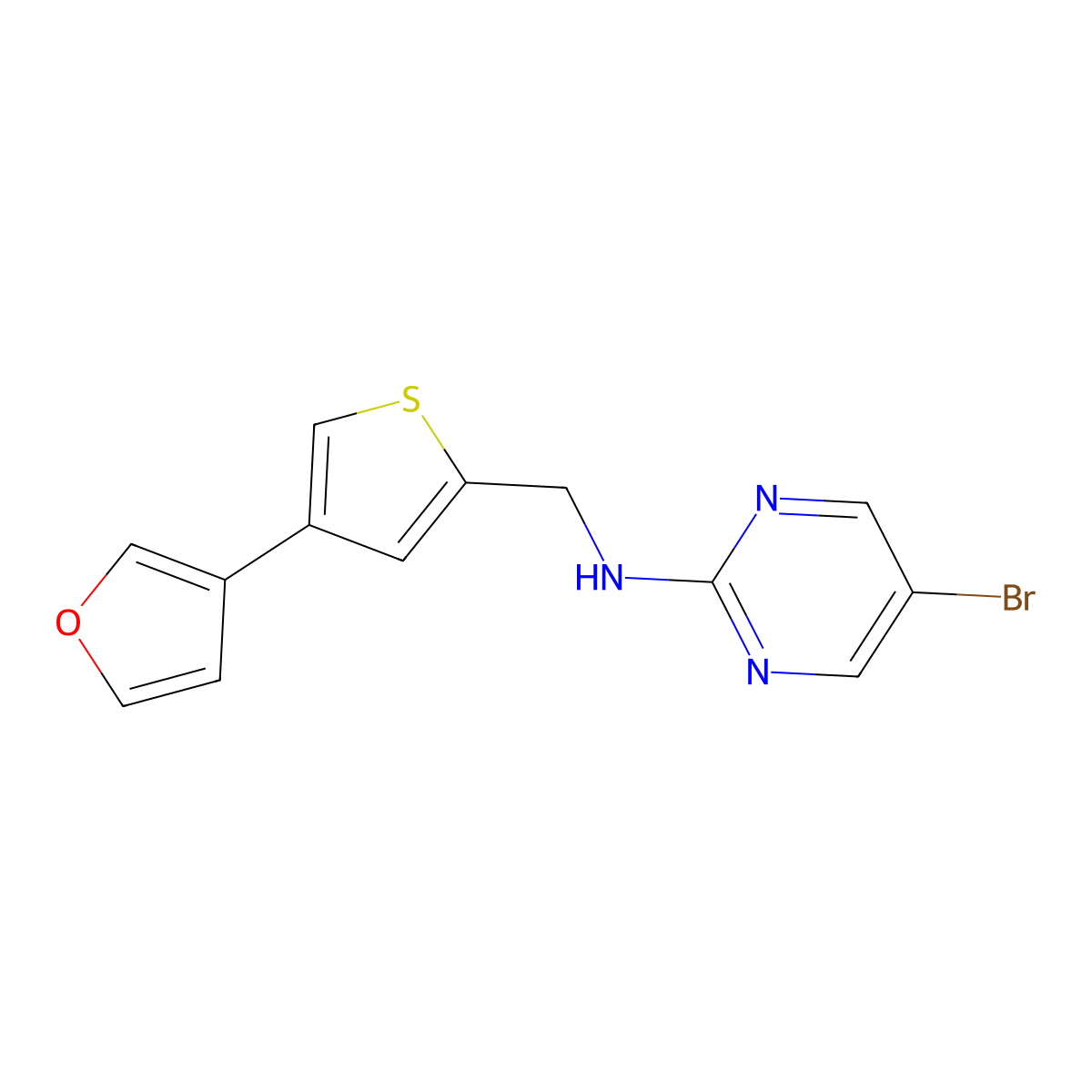 5-bromo-N-{[4-(furan-3-yl)thiophen-2-yl]methyl}pyrimidin-2-amine molecular structure, CAS 2379972-45-7