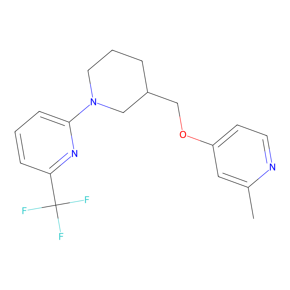 2-(3-{[(2-Methylpyridin-4-yl)oxy]methyl}piperidin-1-yl)-6-(trifluoromethyl)pyridine molecular structure, CAS 2379972-46-8