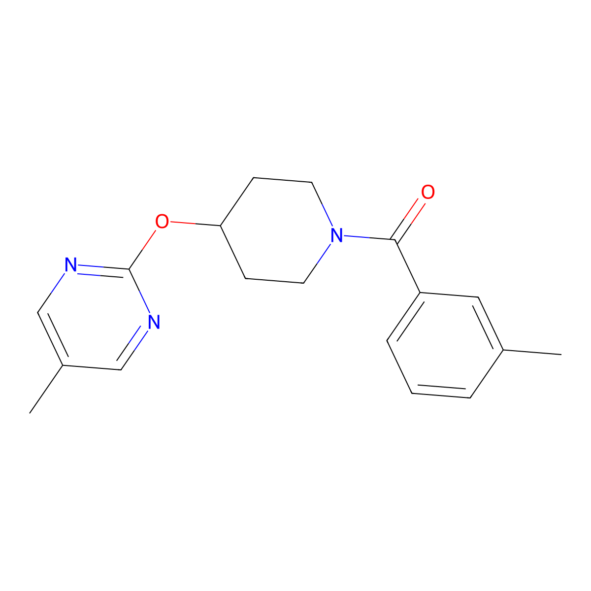 5-Methyl-2-{[1-(3-methylbenzoyl)piperidin-4-yl]oxy}pyrimidine molecular structure, CAS 2379972-51-5