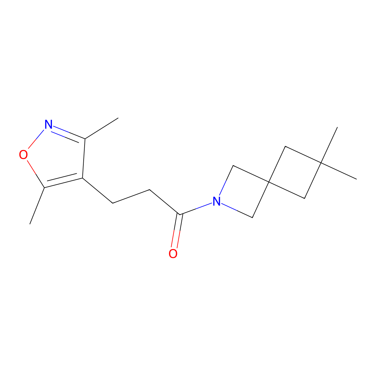 3-(3,5-Dimethyl-1,2-oxazol-4-yl)-1-{6,6-dimethyl-2-azaspiro[3.3]heptan-2-yl}propan-1-one molecular structure, CAS 2379972-52-6