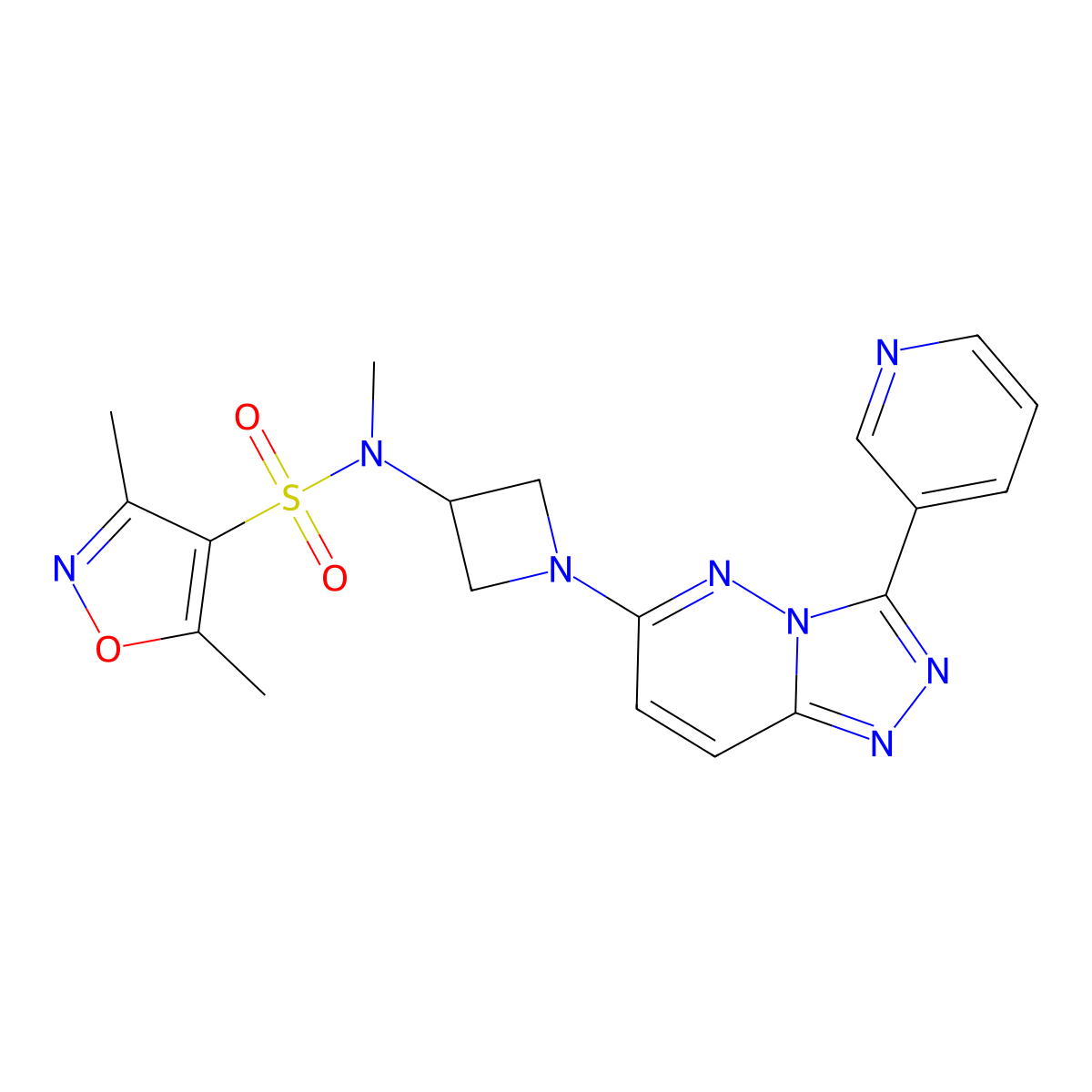 N,3,5-trimethyl-N-{1-[3-(pyridin-3-yl)-[1,2,4]triazolo[4,3-b]pyridazin-6-yl]azetidin-3-yl}-1,2-oxazole-4-sulfonamide molecular structure, CAS 2379972-67-3