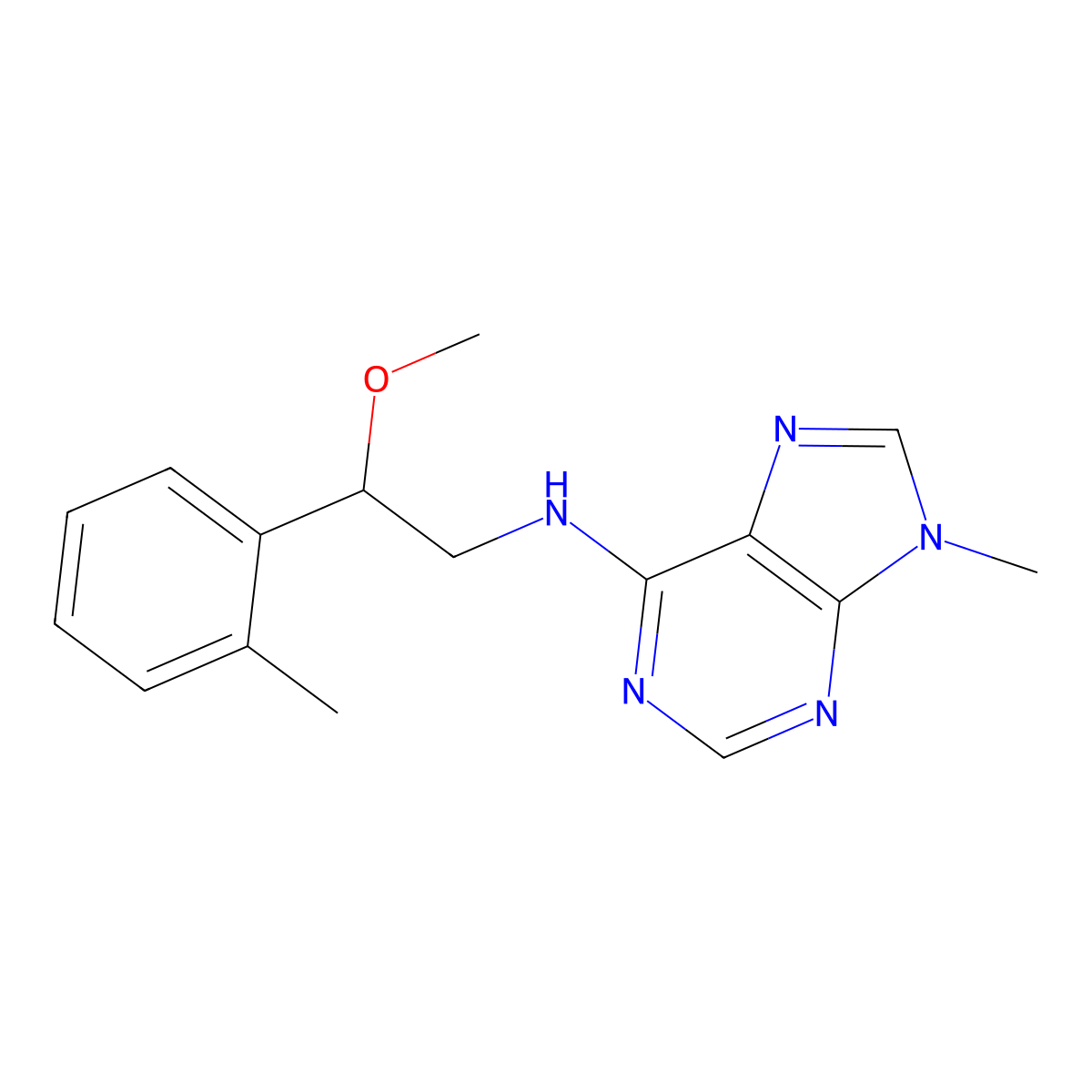 N-[2-methoxy-2-(2-methylphenyl)ethyl]-9-methyl-9H-purin-6-amine molecular structure, CAS 2379972-72-0