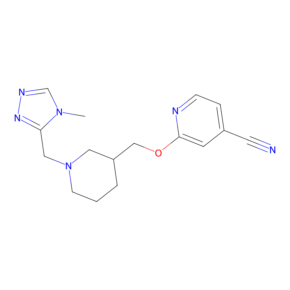 2-({1-[(4-methyl-4H-1,2,4-triazol-3-yl)methyl]piperidin-3-yl}methoxy)pyridine-4-carbonitrile molecular structure, CAS 2379972-75-3