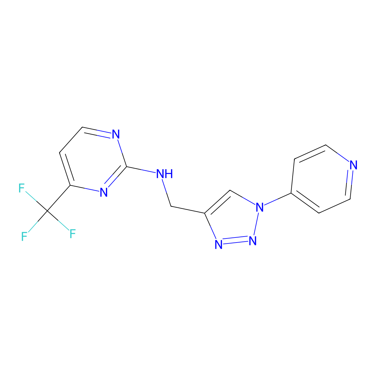 N-{[1-(pyridin-4-yl)-1H-1,2,3-triazol-4-yl]methyl}-4-(trifluoromethyl)pyrimidin-2-amine molecular structure, CAS 2379972-77-5