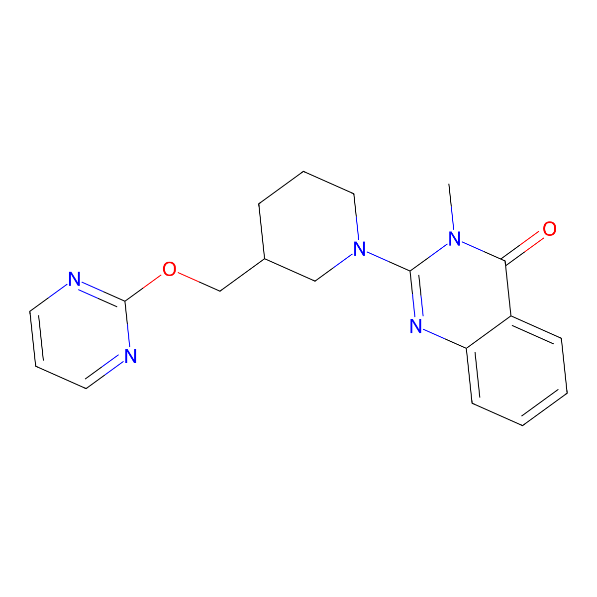 3-Methyl-2-{3-[(pyrimidin-2-yloxy)methyl]piperidin-1-yl}-3,4-dihydroquinazolin-4-one molecular structure, CAS 2379972-79-7