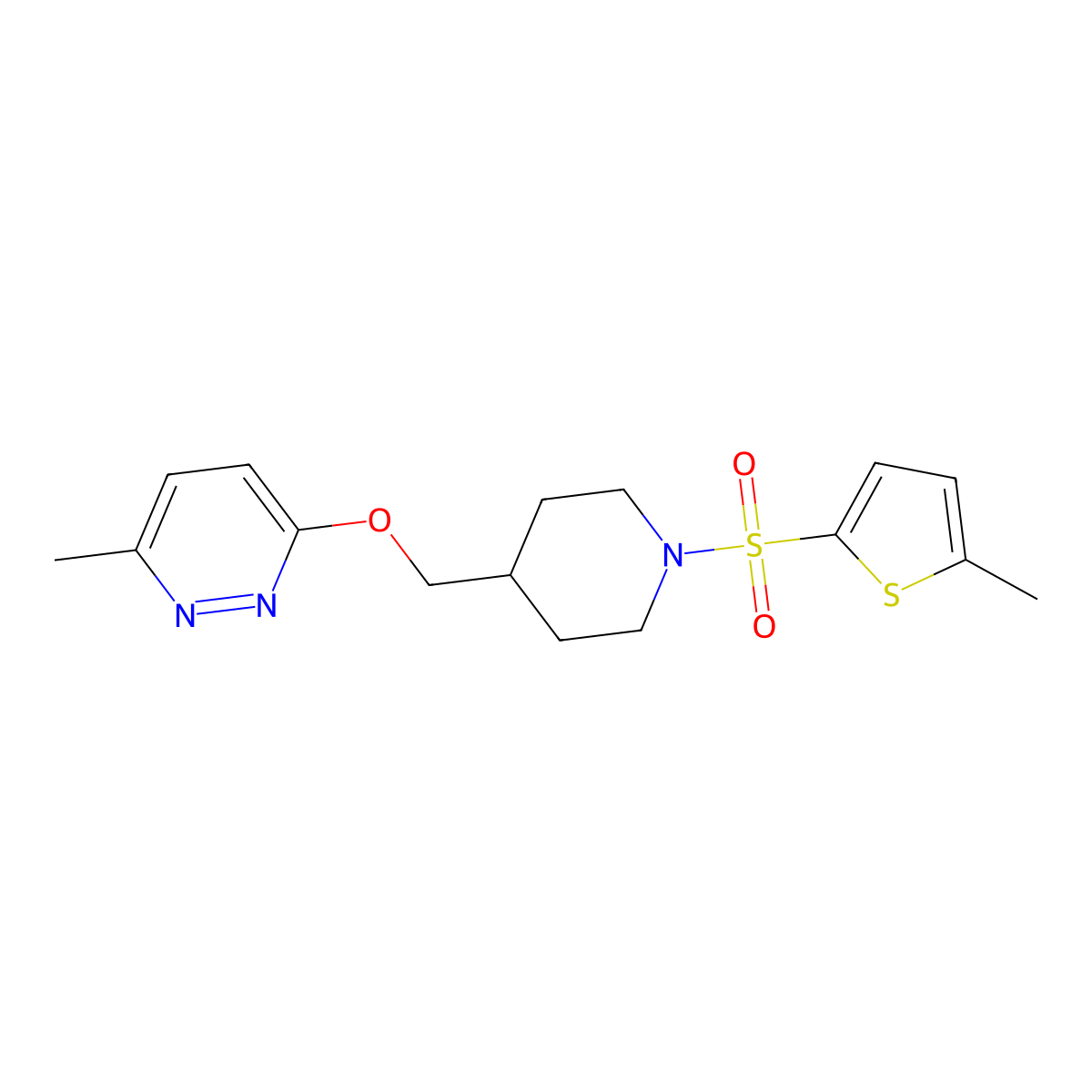 3-Methyl-6-({1-[(5-methylthiophen-2-yl)sulfonyl]piperidin-4-yl}methoxy)pyridazine molecular structure, CAS 2379972-83-3