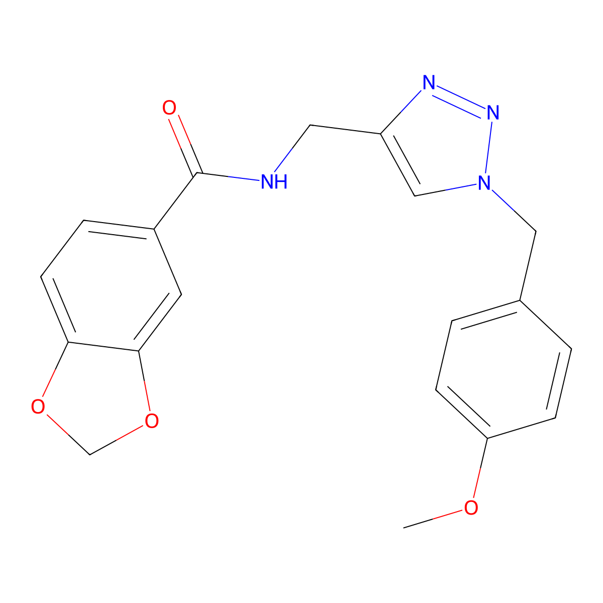 N-[[1-[(4-Methoxyphenyl)methyl]triazol-4-yl]methyl]-1,3-benzodioxole-5-carboxamide molecular structure, CAS 2379972-86-6