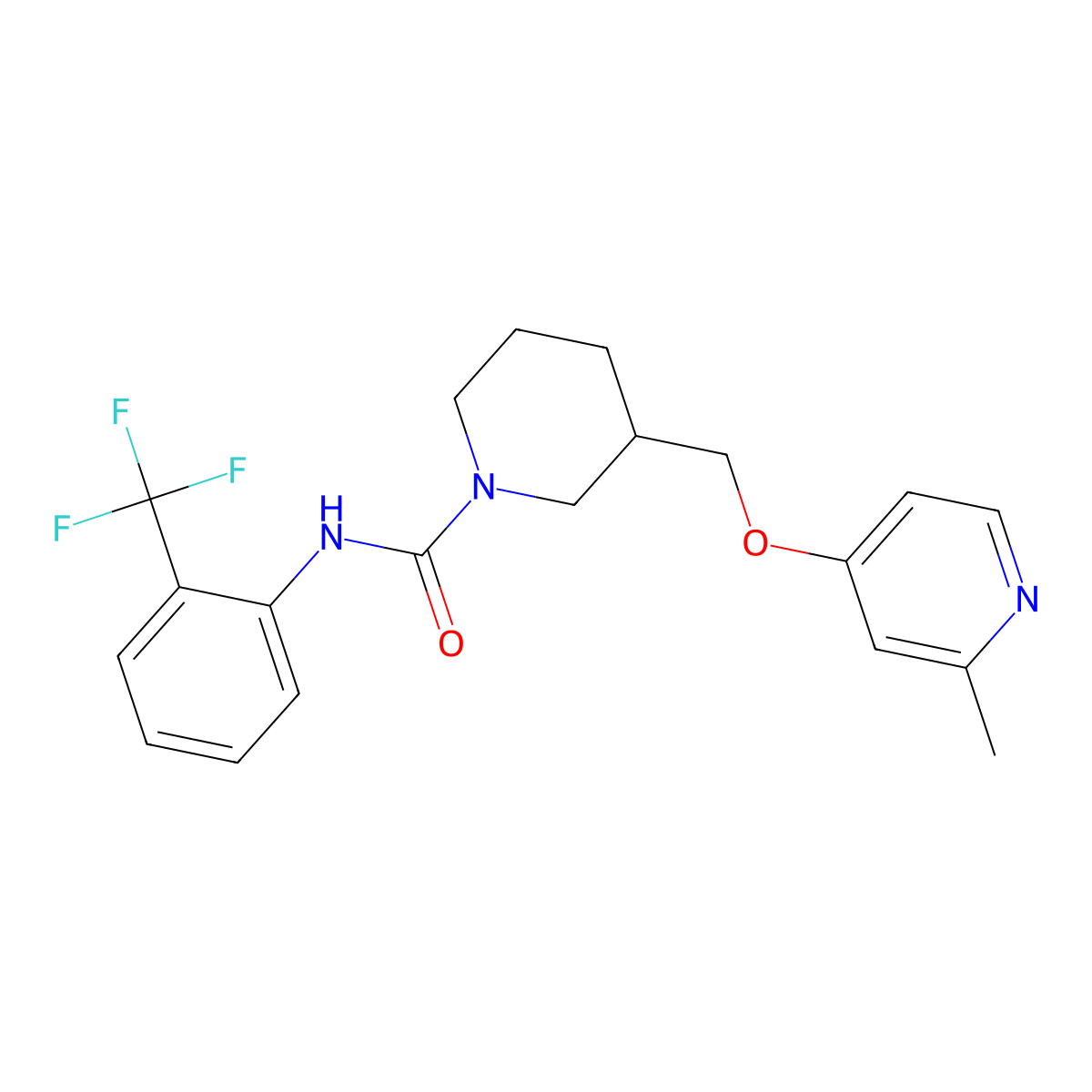 3-{[(2-methylpyridin-4-yl)oxy]methyl}-N-[2-(trifluoromethyl)phenyl]piperidine-1-carboxamide molecular structure, CAS 2379972-87-7