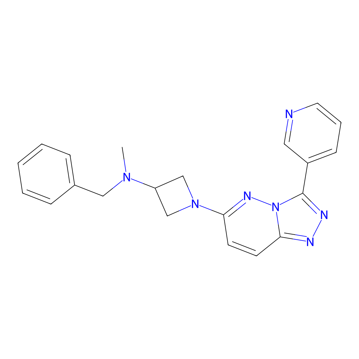 N-benzyl-N-methyl-1-[3-(pyridin-3-yl)-[1,2,4]triazolo[4,3-b]pyridazin-6-yl]azetidin-3-amine molecular structure, CAS 2379972-90-2