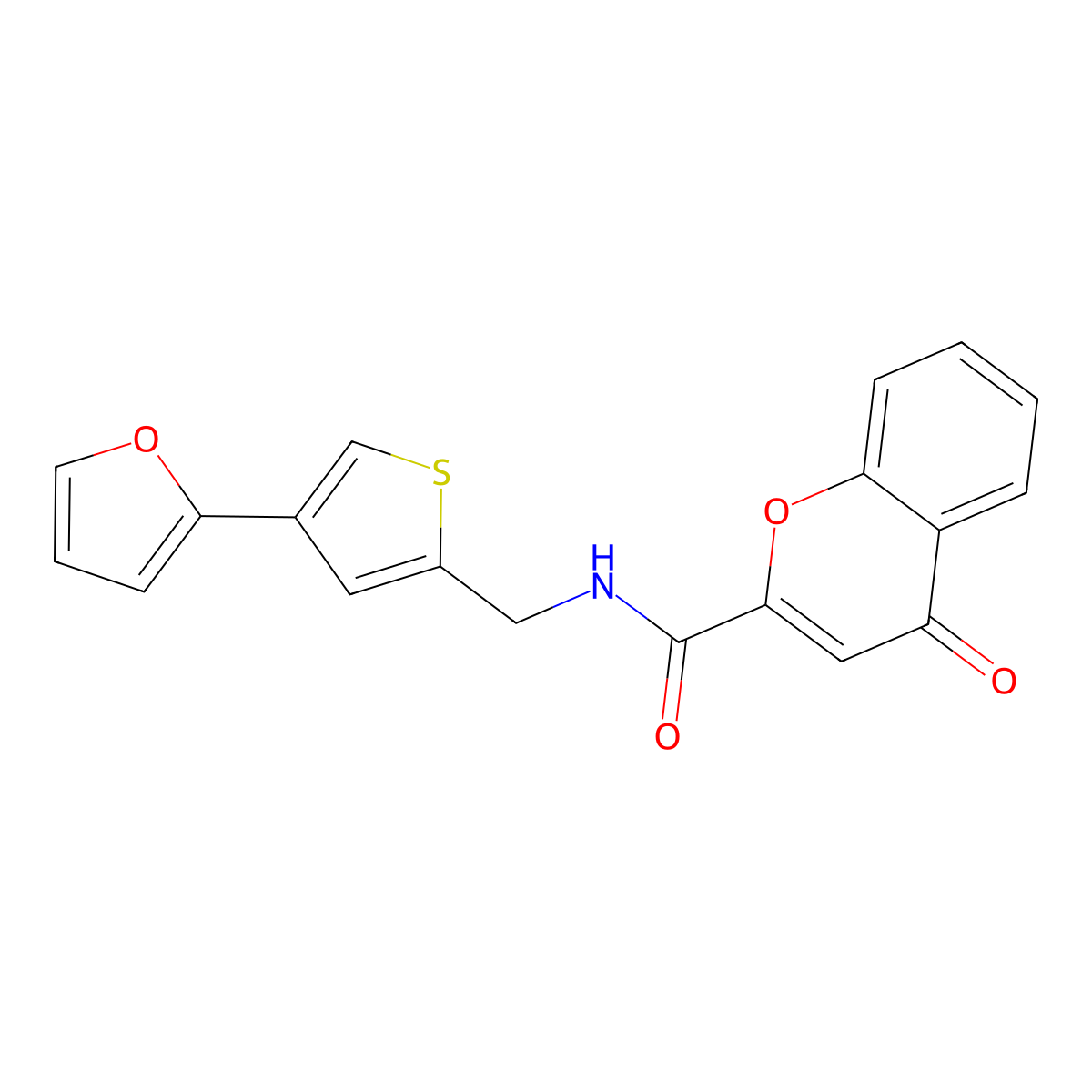 N-{[4-(furan-2-yl)thiophen-2-yl]methyl}-4-oxo-4H-chromene-2-carboxamide molecular structure, CAS 2379972-91-3