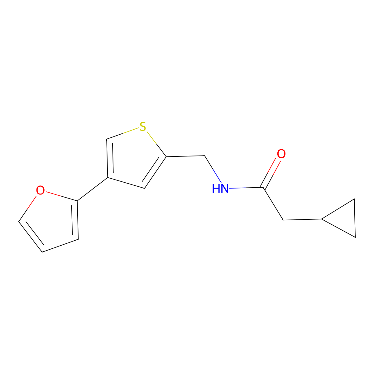 2-cyclopropyl-N-{[4-(furan-2-yl)thiophen-2-yl]methyl}acetamide molecular structure, CAS 2379972-96-8