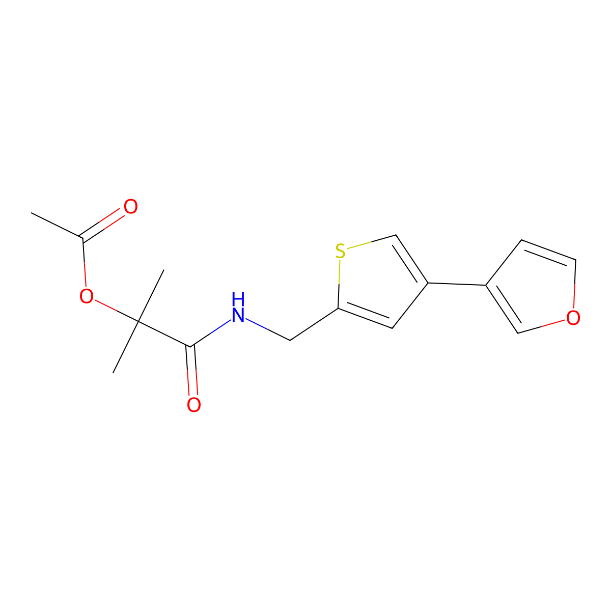 1-({[4-(Furan-3-yl)thiophen-2-yl]methyl}carbamoyl)-1-methylethyl acetate molecular structure, CAS 2379972-99-1