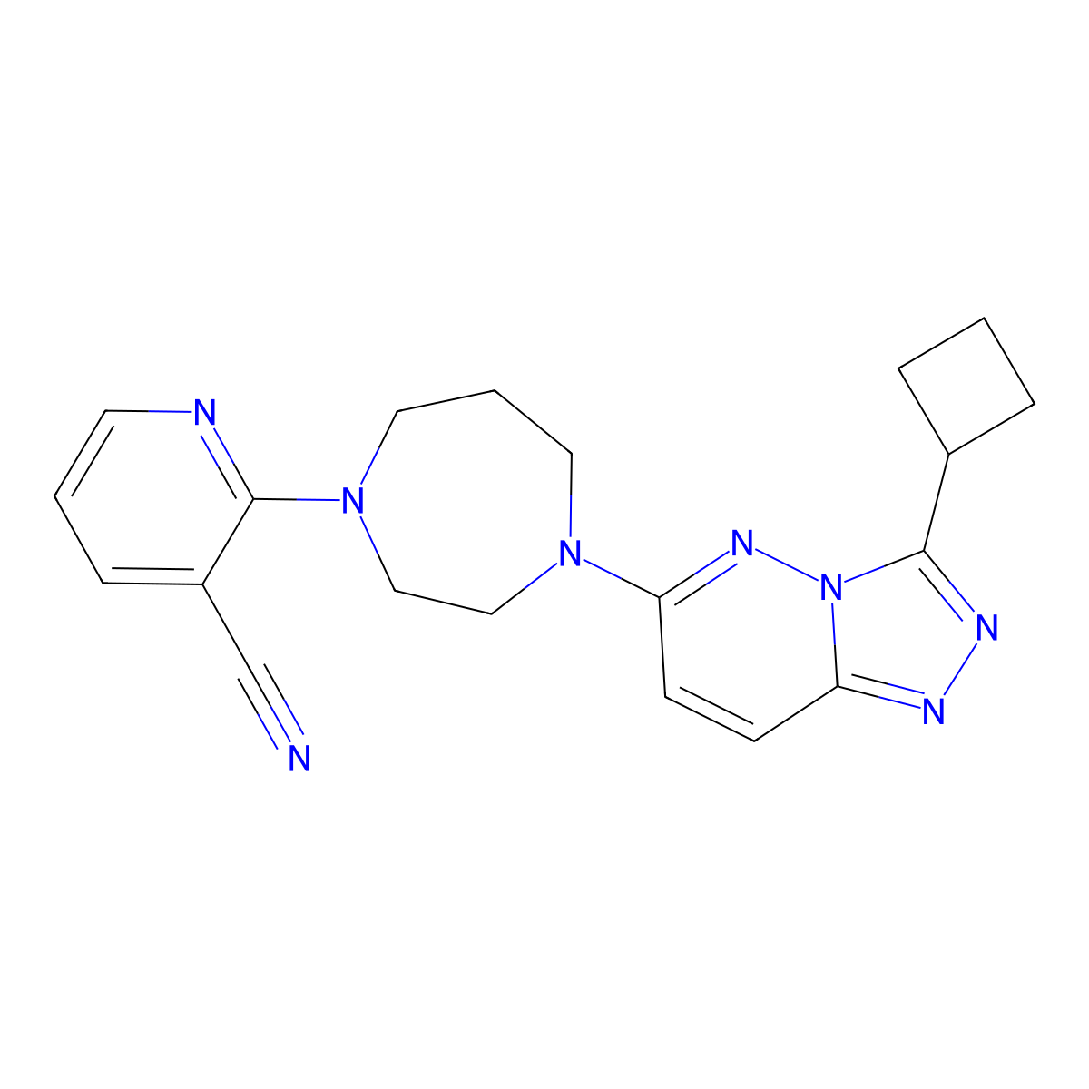 2-(4-{3-Cyclobutyl-[1,2,4]triazolo[4,3-b]pyridazin-6-yl}-1,4-diazepan-1-yl)pyridine-3-carbonitrile molecular structure, CAS 2379973-00-7