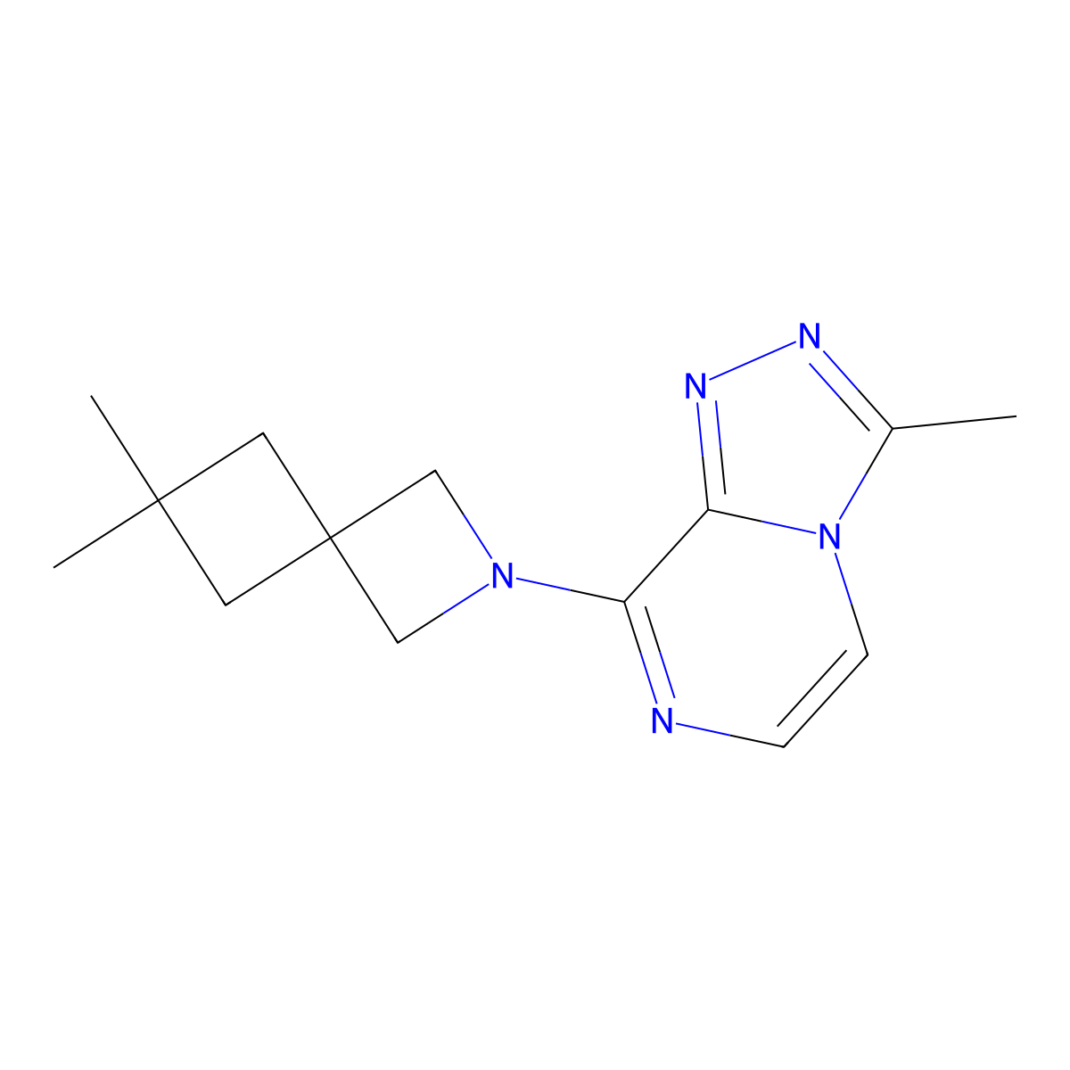 6,6-Dimethyl-2-{3-methyl-[1,2,4]triazolo[4,3-a]pyrazin-8-yl}-2-azaspiro[3.3]heptane molecular structure, CAS 2379973-04-1