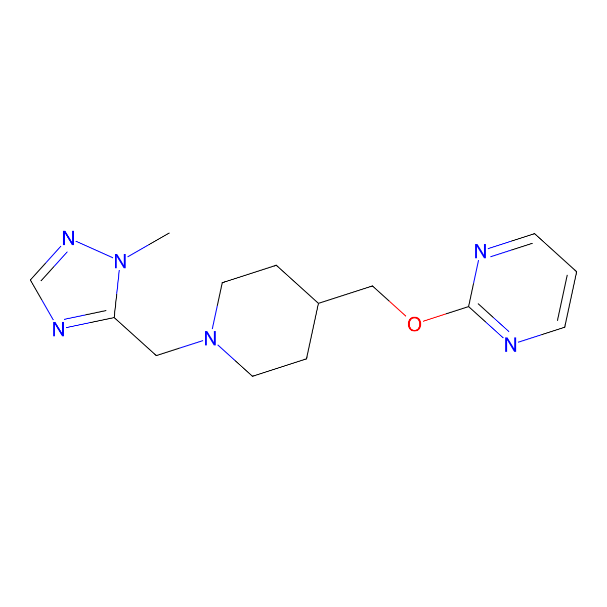 2-({1-[(1-methyl-1H-1,2,4-triazol-5-yl)methyl]piperidin-4-yl}methoxy)pyrimidine molecular structure, CAS 2379973-06-3