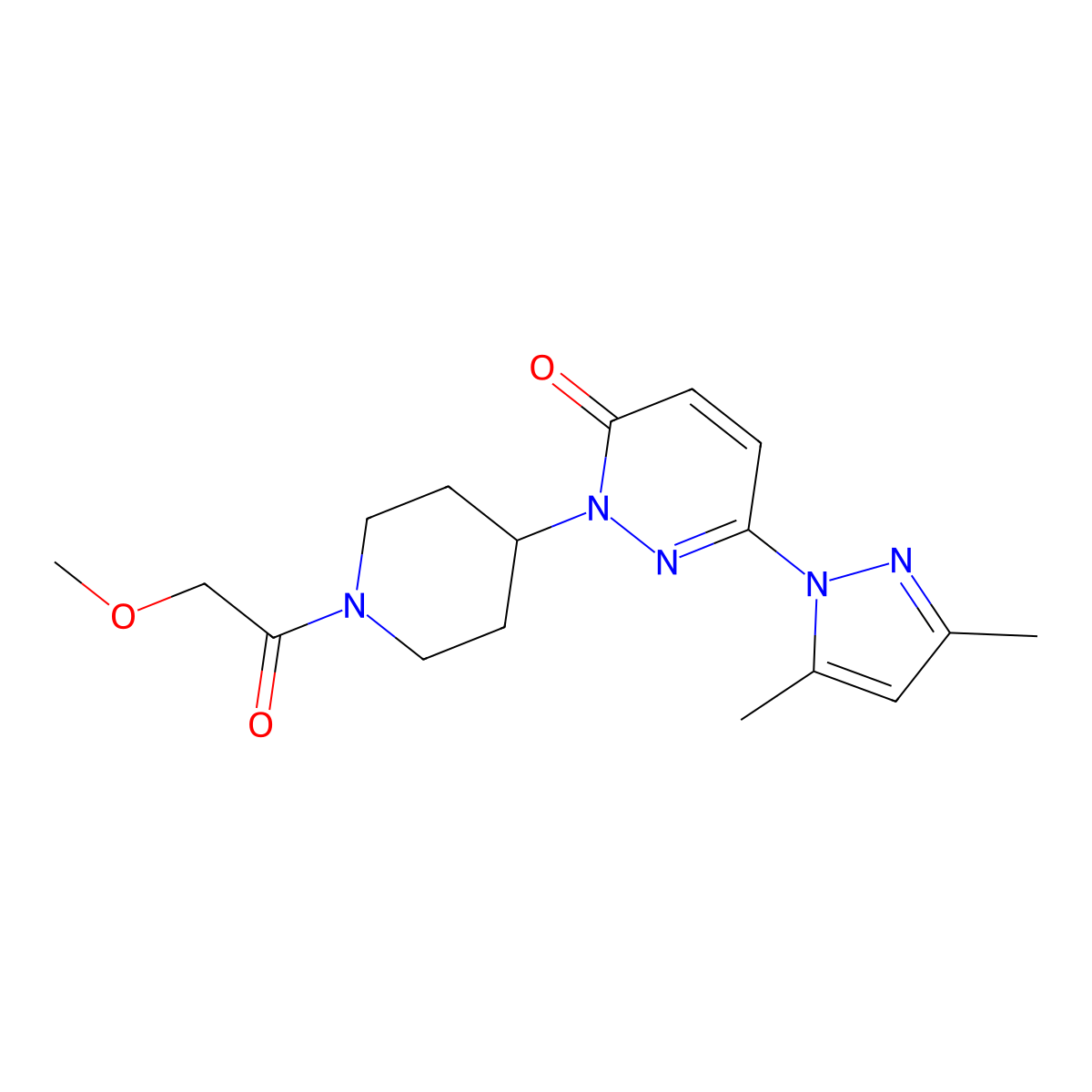 6-(3,5-dimethyl-1H-pyrazol-1-yl)-2-[1-(2-methoxyacetyl)piperidin-4-yl]-2,3-dihydropyridazin-3-one molecular structure, CAS 2379973-08-5