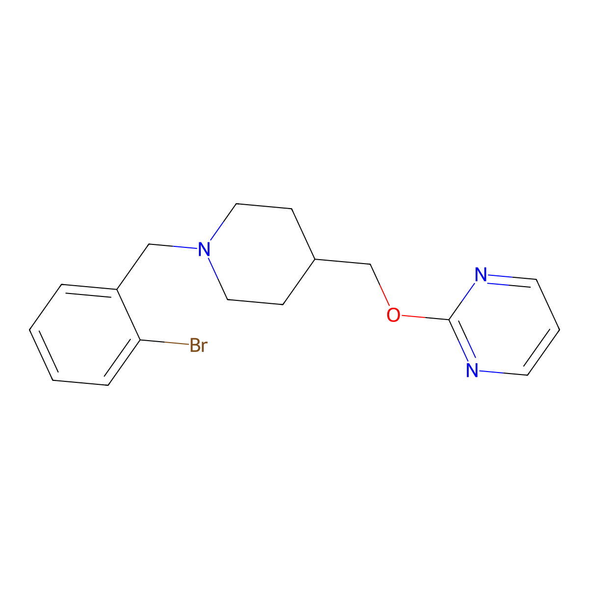 2-({1-[(2-Bromophenyl)methyl]piperidin-4-yl}methoxy)pyrimidine molecular structure, CAS 2379973-09-6