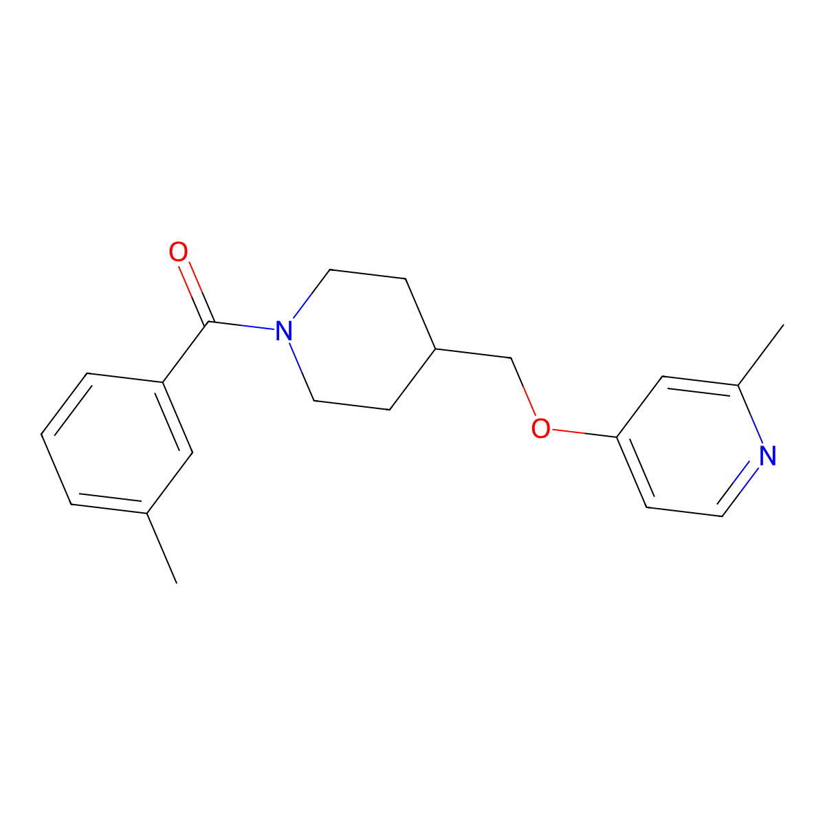 2-Methyl-4-{[1-(3-methylbenzoyl)piperidin-4-yl]methoxy}pyridine molecular structure, CAS 2379974-92-0