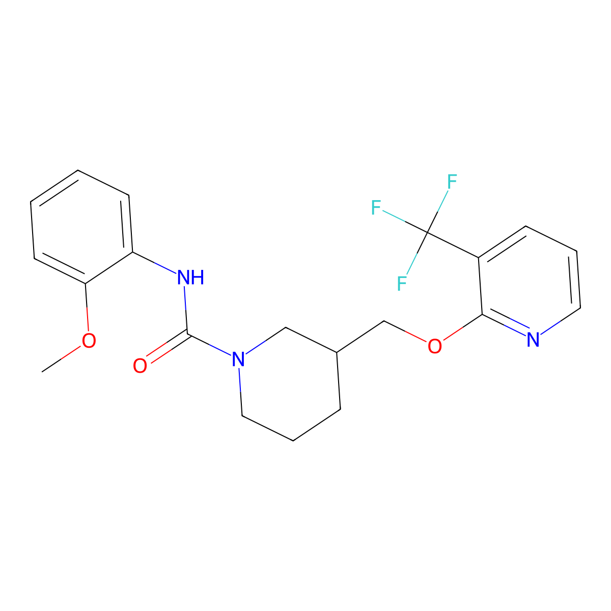 N-(2-methoxyphenyl)-3-({[3-(trifluoromethyl)pyridin-2-yl]oxy}methyl)piperidine-1-carboxamide molecular structure, CAS 2379974-93-1