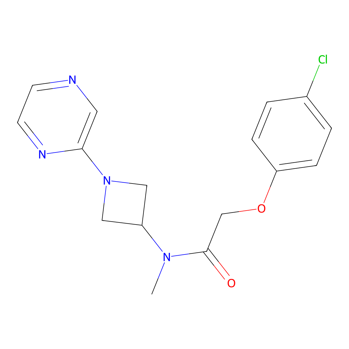 2-(4-chlorophenoxy)-N-methyl-N-[1-(pyrazin-2-yl)azetidin-3-yl]acetamide molecular structure, CAS 2379974-98-6