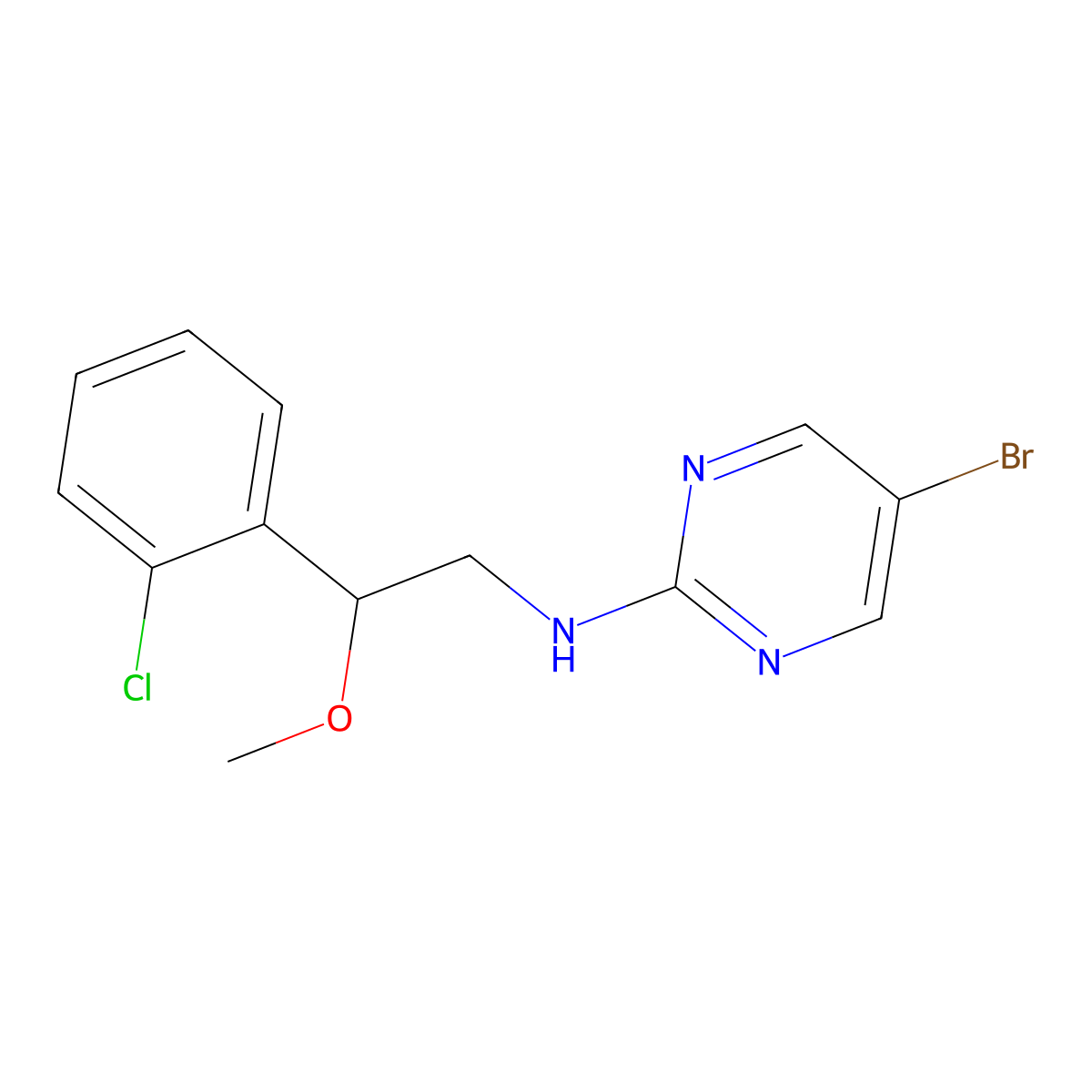 5-Bromo-N-[2-(2-chlorophenyl)-2-methoxyethyl]pyrimidin-2-amine molecular structure, CAS 2379975-00-3