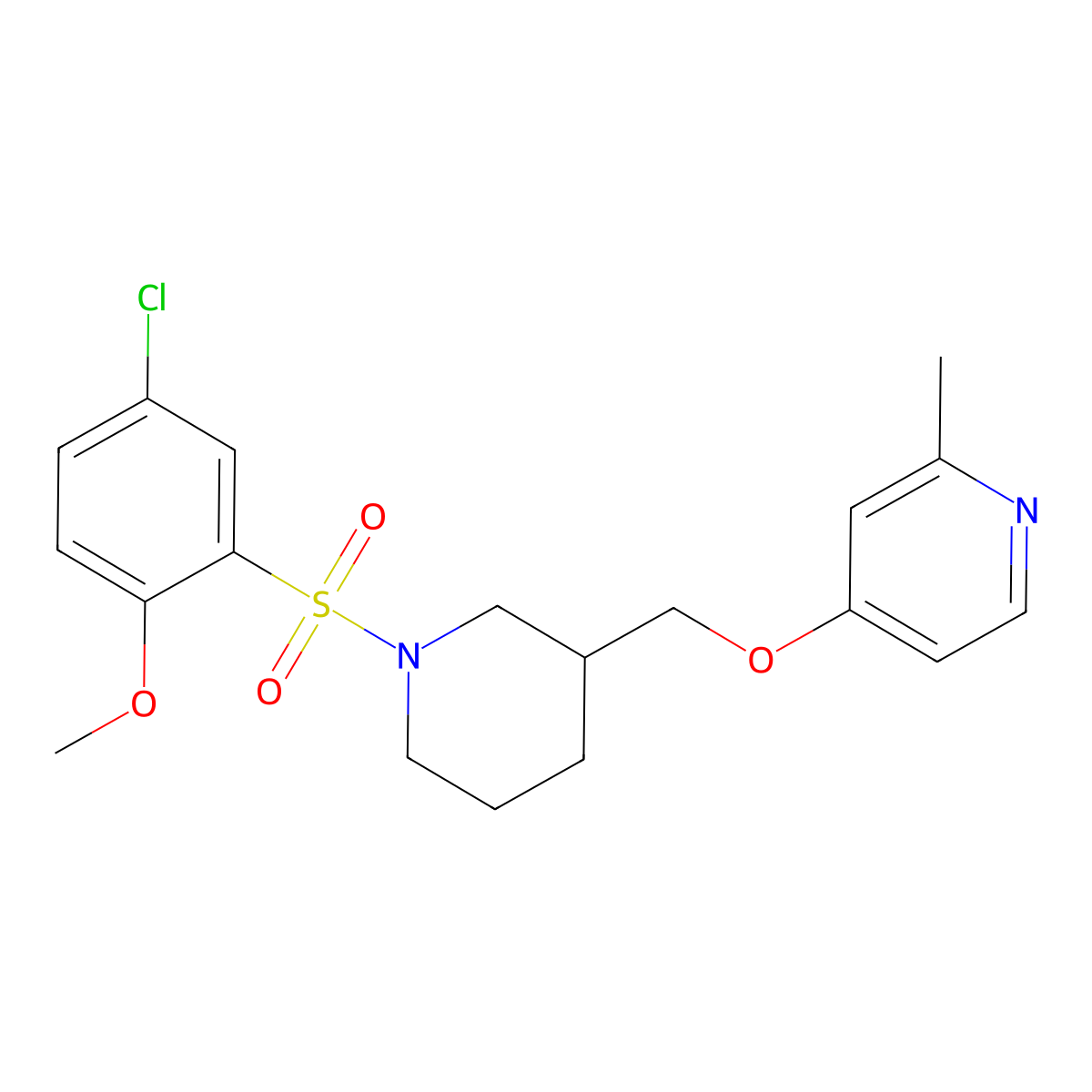 4-{[1-(5-Chloro-2-methoxybenzenesulfonyl)piperidin-3-yl]methoxy}-2-methylpyridine molecular structure, CAS 2379975-01-4