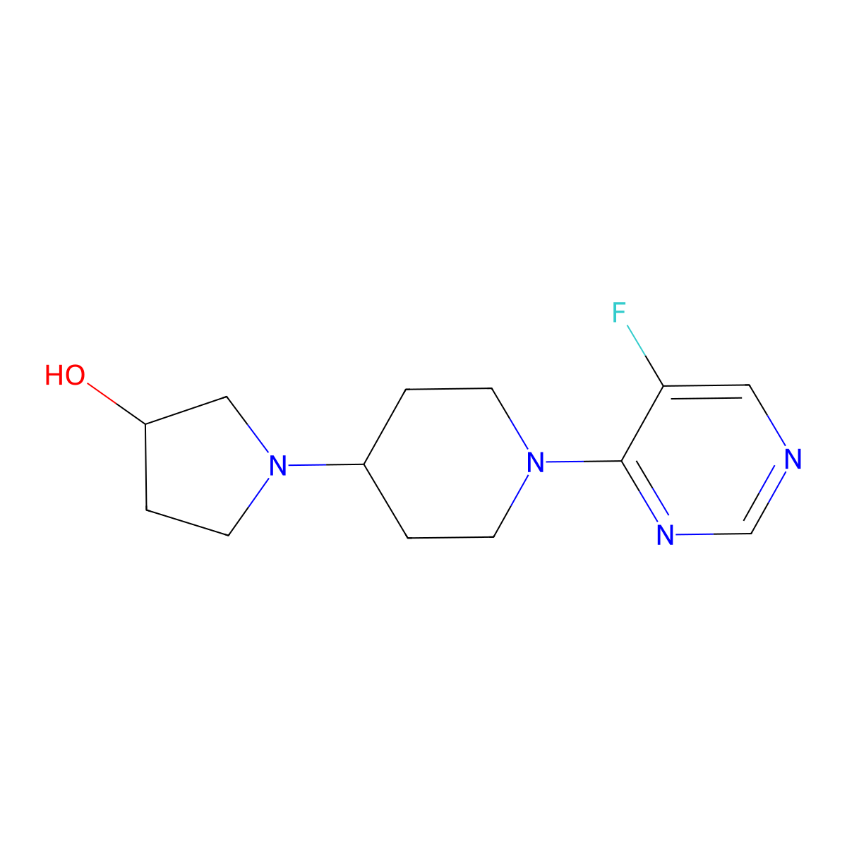 1-[1-(5-Fluoropyrimidin-4-yl)piperidin-4-yl]pyrrolidin-3-ol molecular structure, CAS 2379975-03-6
