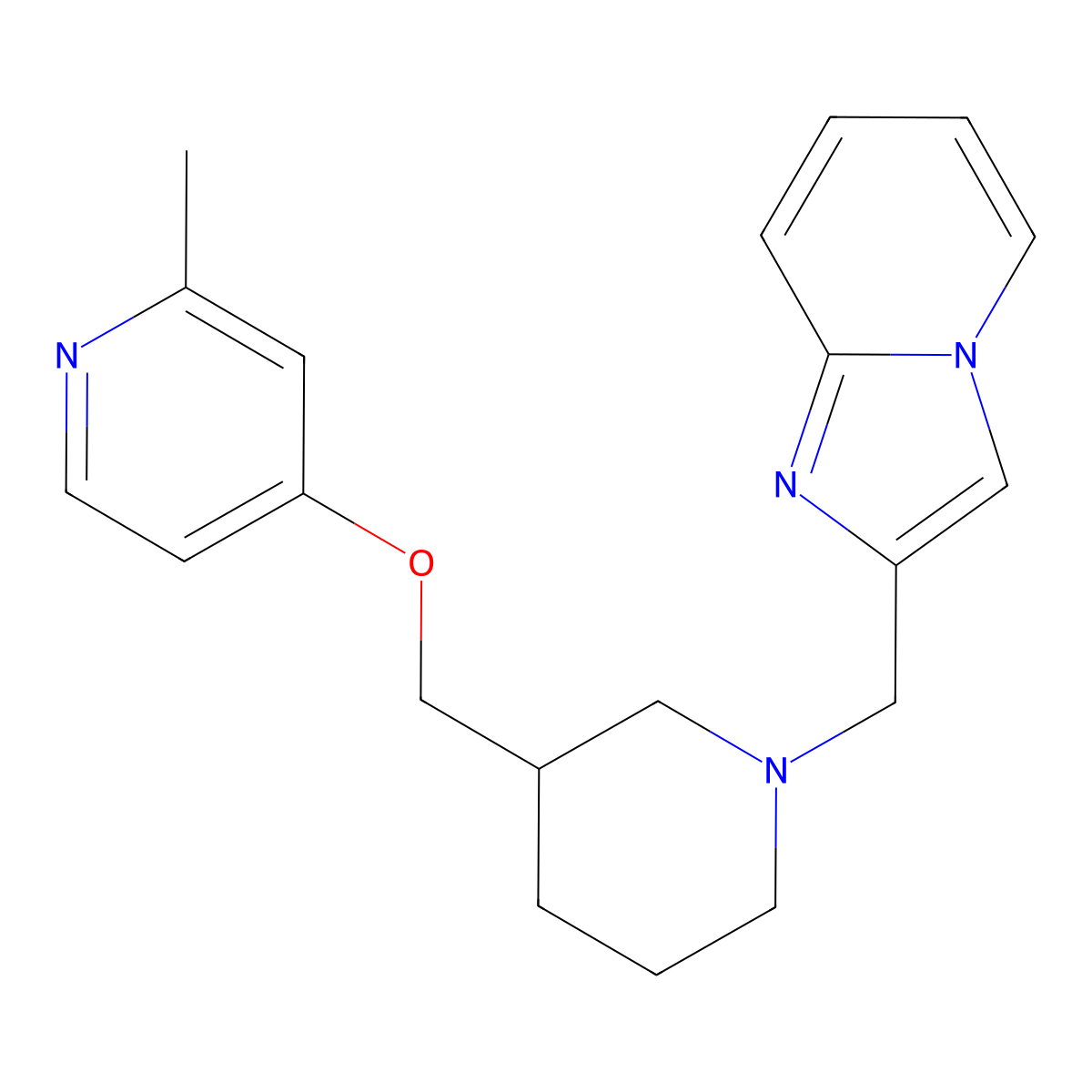 4-{[1-({Imidazo[1,2-a]pyridin-2-yl}methyl)piperidin-3-yl]methoxy}-2-methylpyridine molecular structure, CAS 2379975-04-7