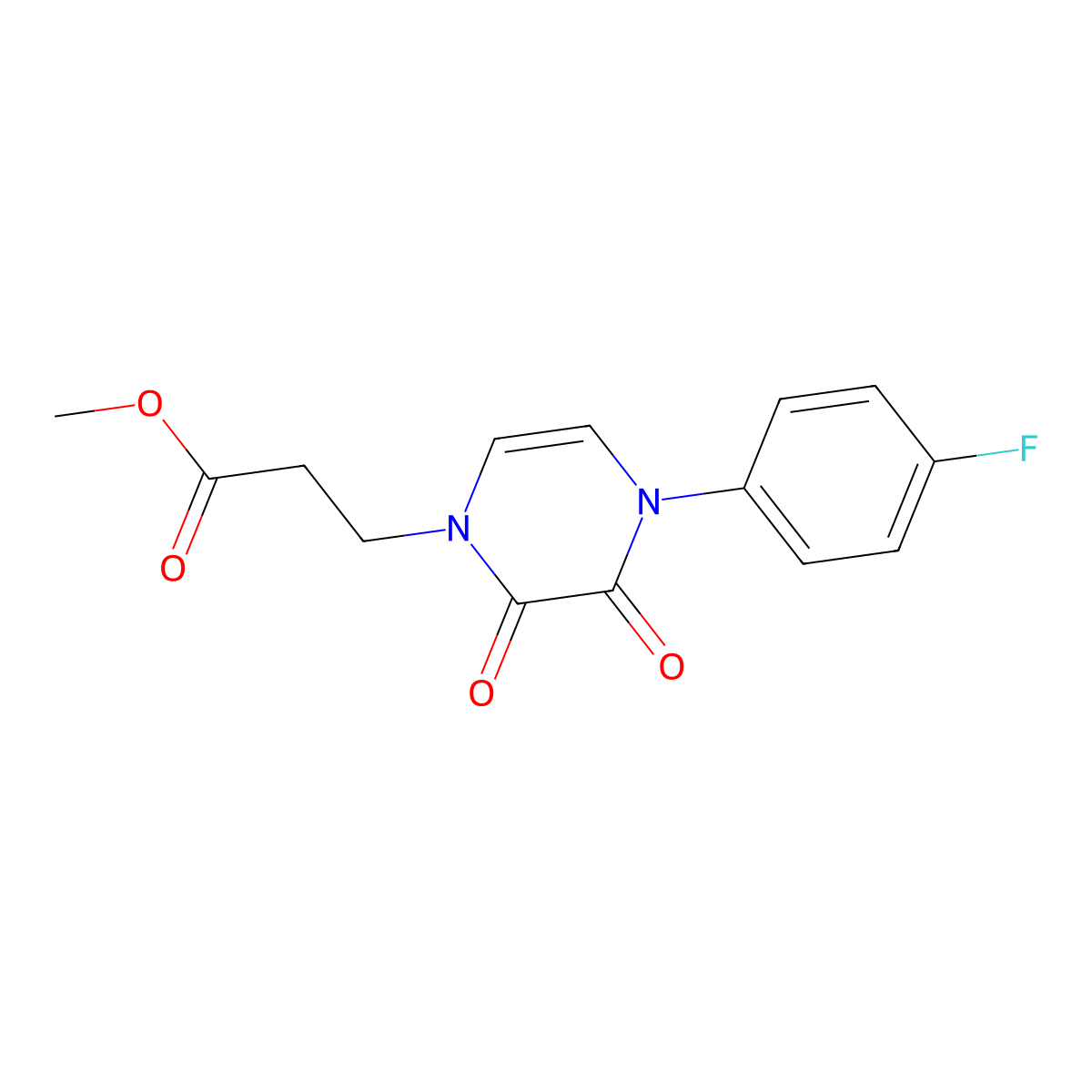 Methyl 3-[4-(4-fluorophenyl)-2,3-dioxopyrazin-1-yl]propanoate molecular structure, CAS 2379975-17-2