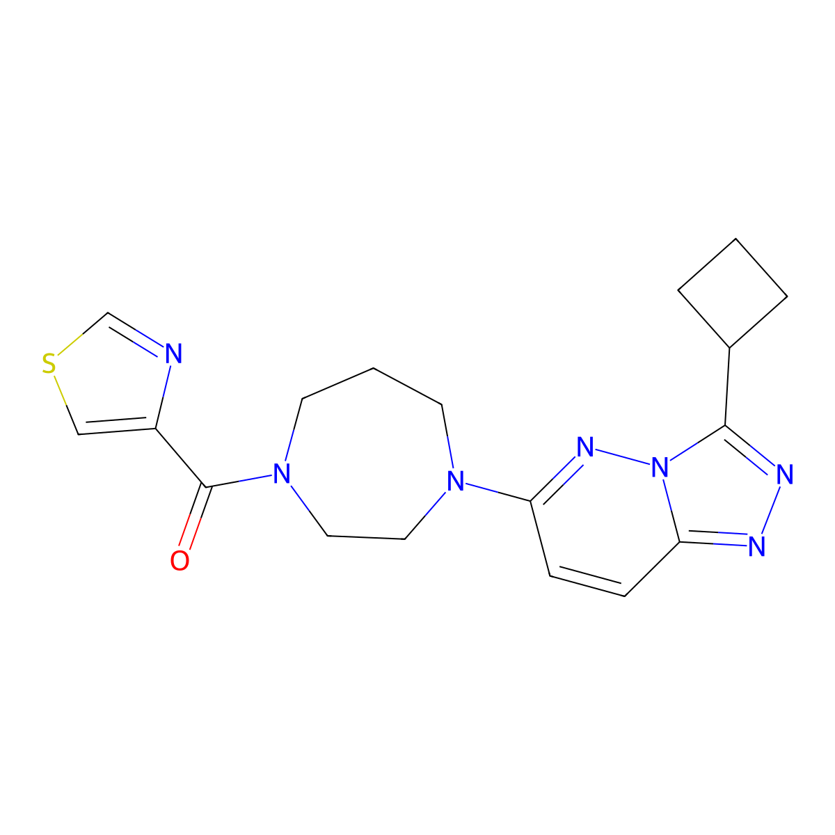 1-{3-Cyclobutyl-[1,2,4]triazolo[4,3-b]pyridazin-6-yl}-4-(1,3-thiazole-4-carbonyl)-1,4-diazepane molecular structure, CAS 2379975-20-7
