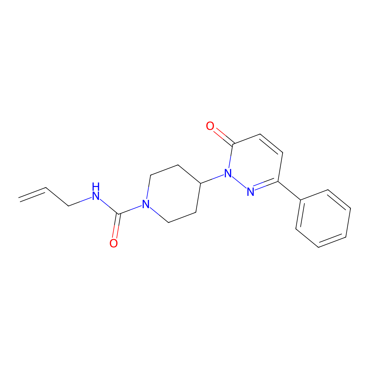 4-(6-oxo-3-phenyl-1,6-dihydropyridazin-1-yl)-N-(prop-2-en-1-yl)piperidine-1-carboxamide molecular structure, CAS 2379975-27-4
