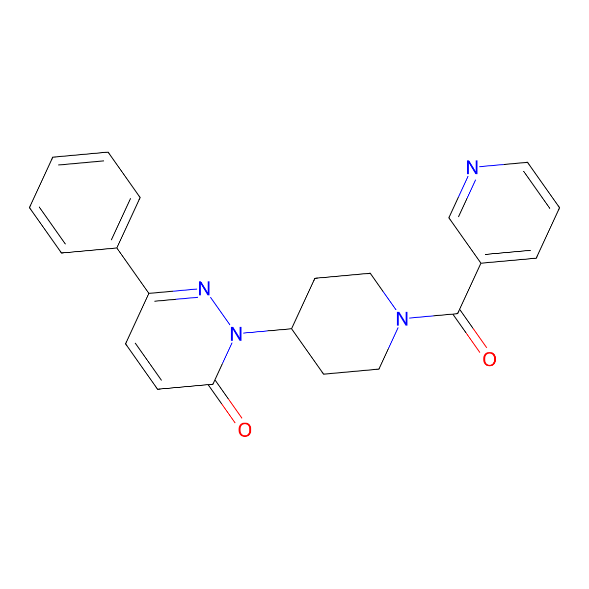 6-Phenyl-2-[1-(pyridine-3-carbonyl)piperidin-4-yl]-2,3-dihydropyridazin-3-one molecular structure, CAS 2379975-29-6